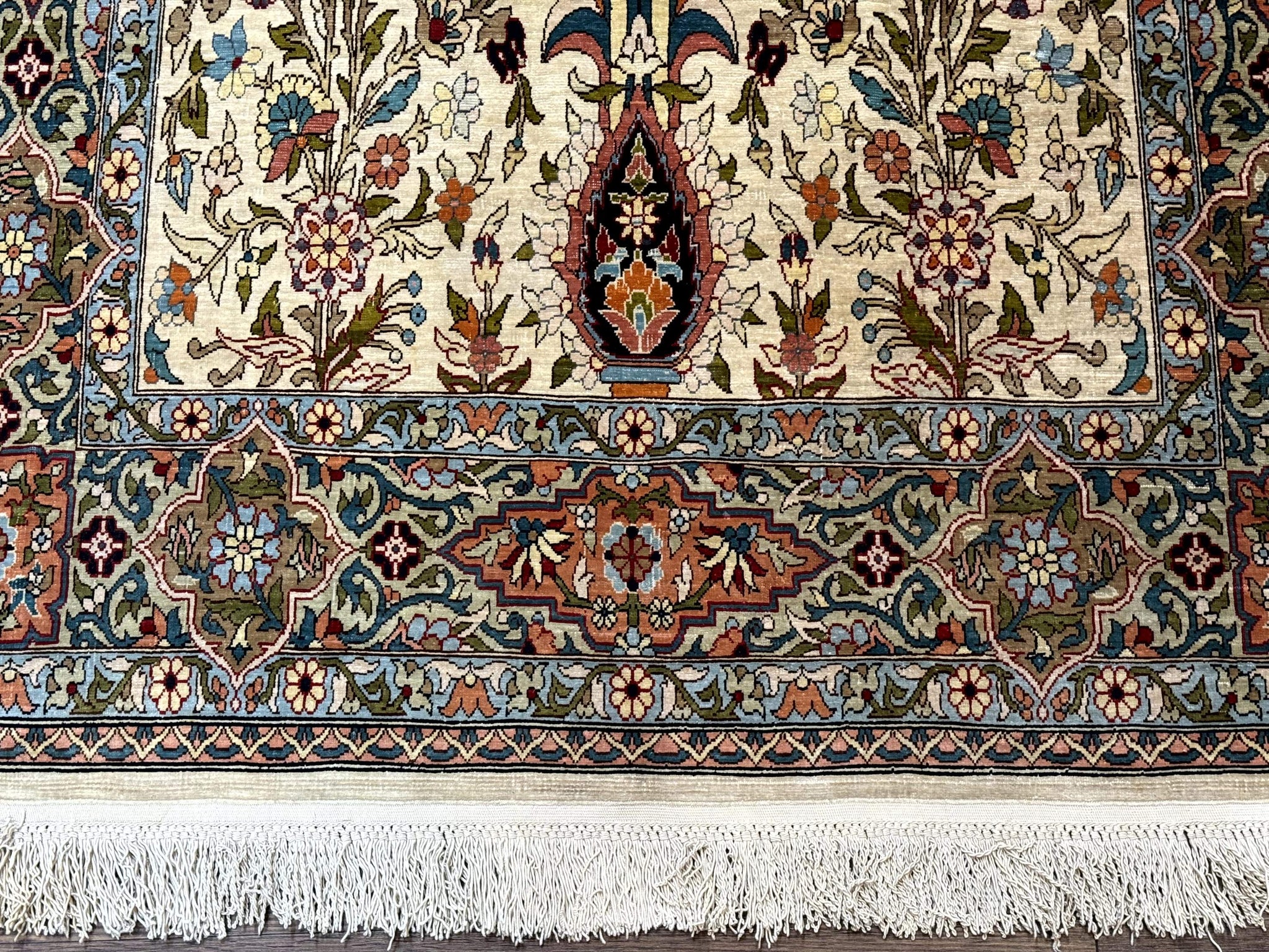 Rare Turkish Hereke Silk Rug 3x5, Tree of Life Persian Vase Design, Very Fine 440 KPSI, Signed by Jewel Rugs