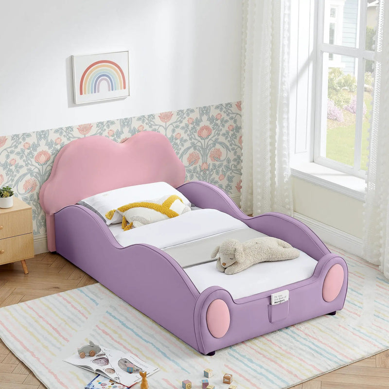 Cute Cloud Shape Bed With Guardrails Cartoon Design, Storage Pocket by Unique Piece Furniture