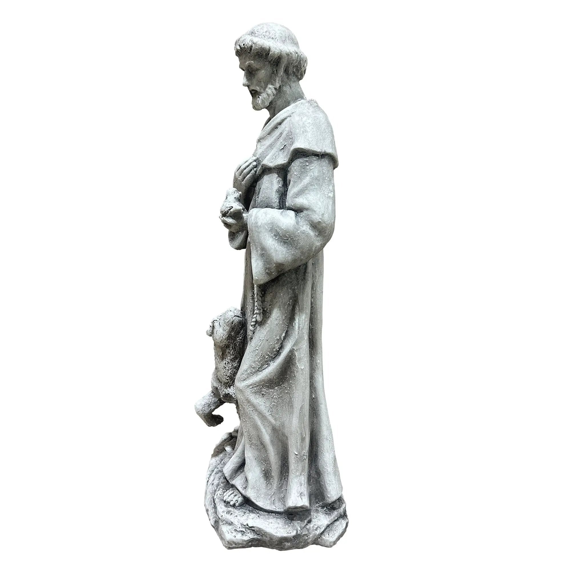 Magnesium Oxide Saint Statue With Lamb Weatherproof Religious Sculpture by HouseOfZazla