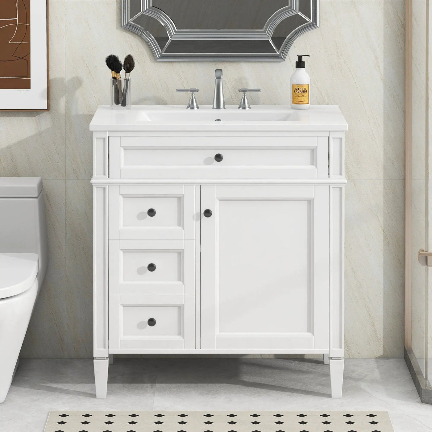 Bathroom Vanity With Top Sink, Storage Cabinet With 2 Drawers, Tip Out Drawer by HouseOfZazla
