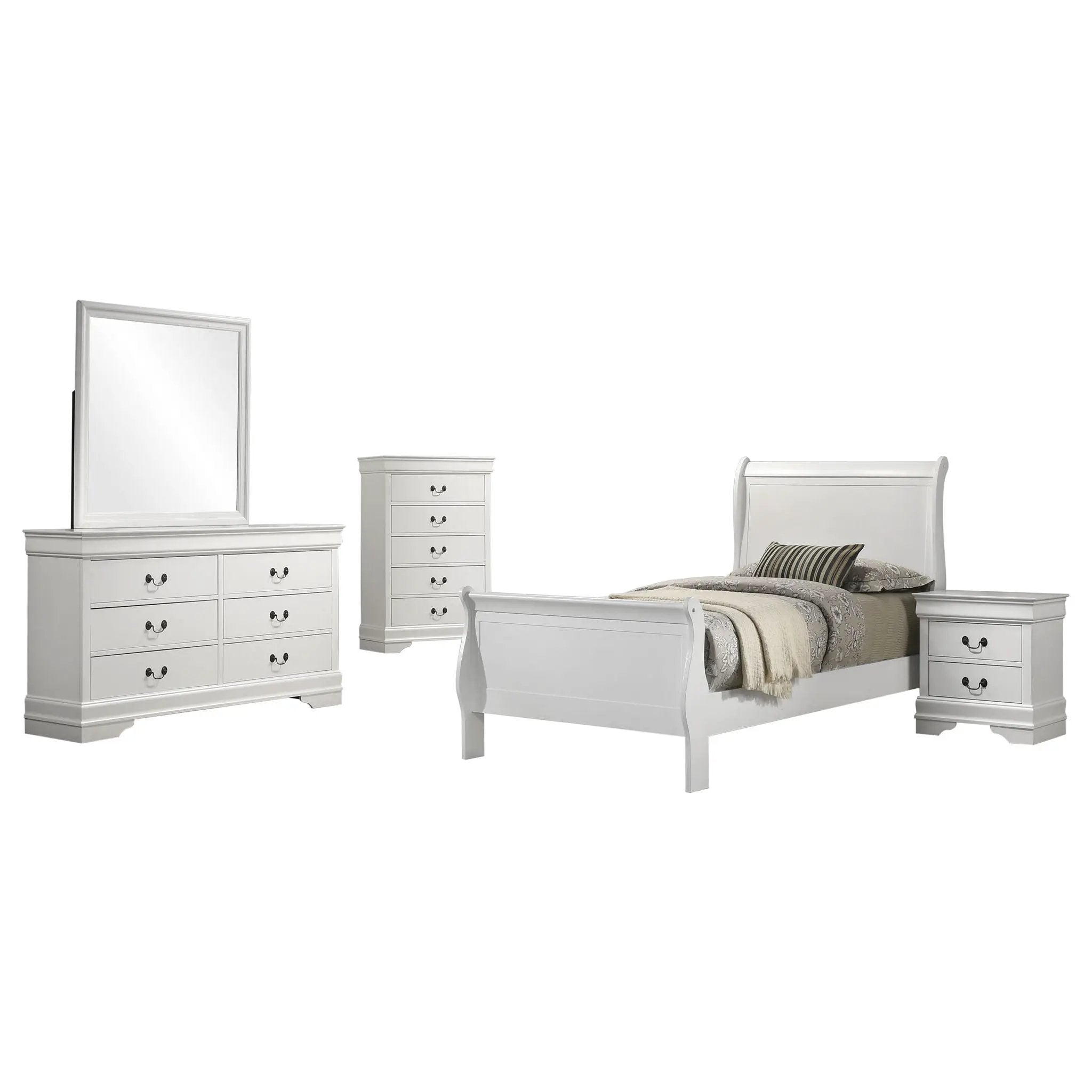 Louis Philippe 5-piece Twin Bedroom Set White by Unique Piece Furniture