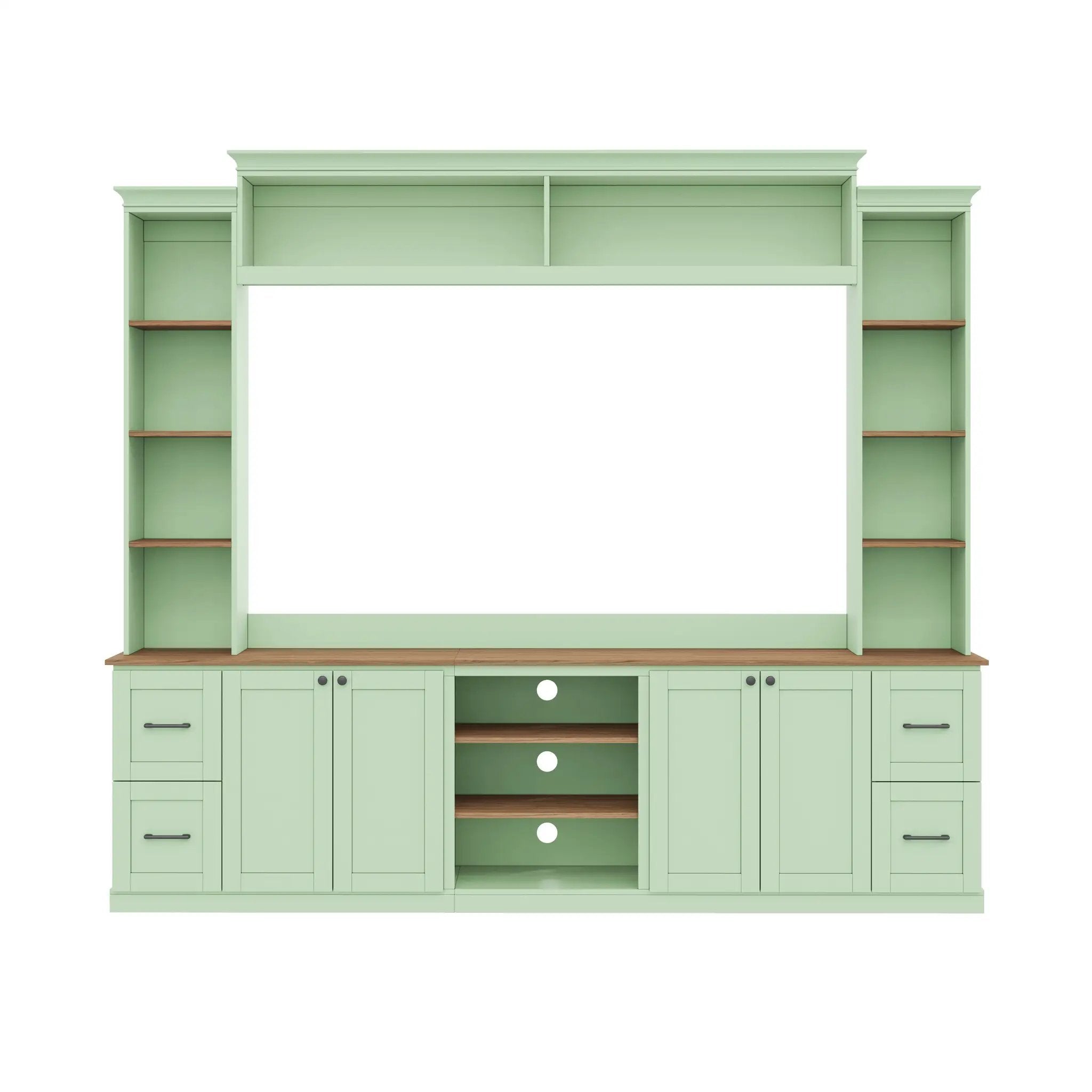 4-in-1 Entertainment Center Wall Unit with Bookshelf for TVs Up to 70" by HouseOfZazla