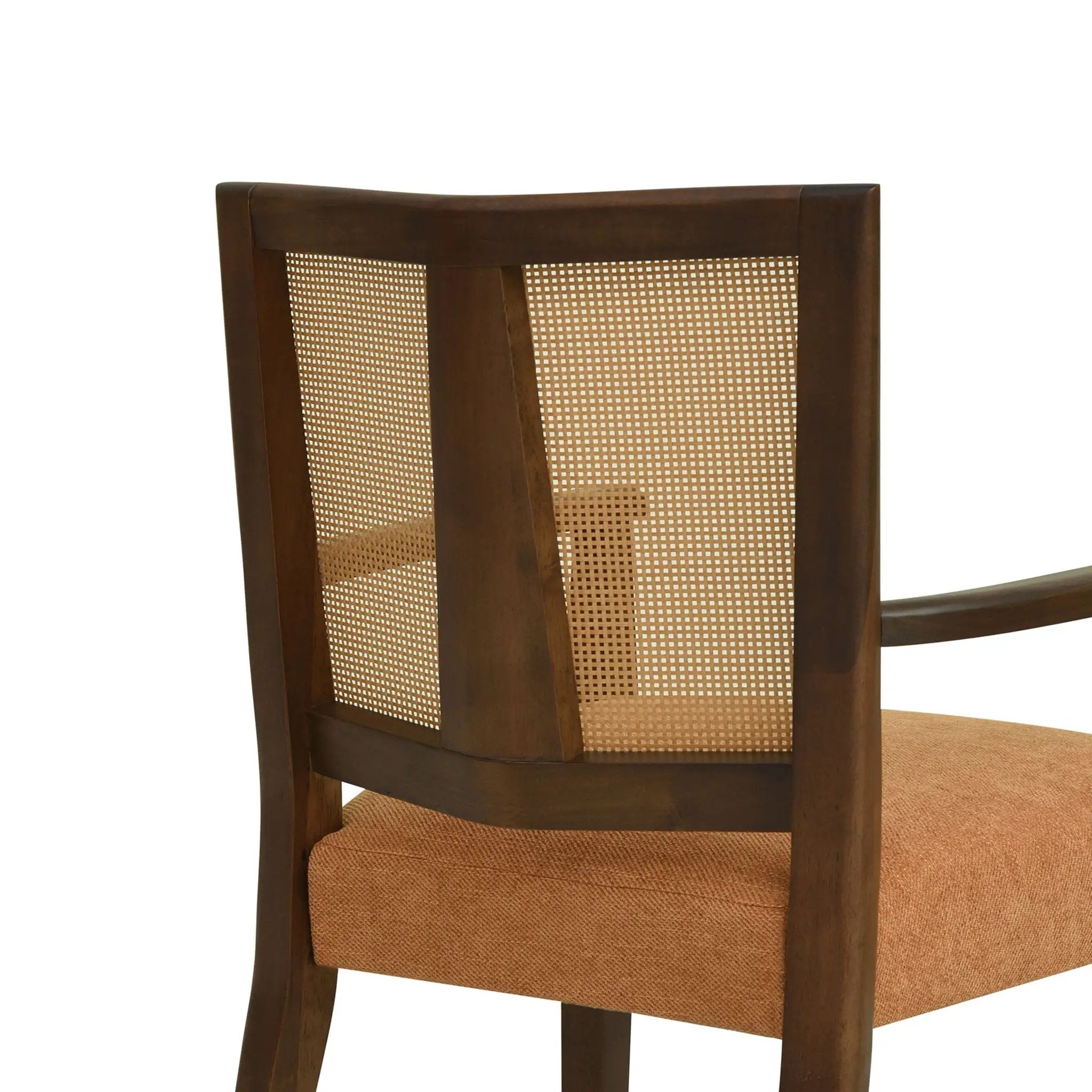 Mid Century Modern Arm Dining Chair Set With Rattan Backrest by HouseOfZazla