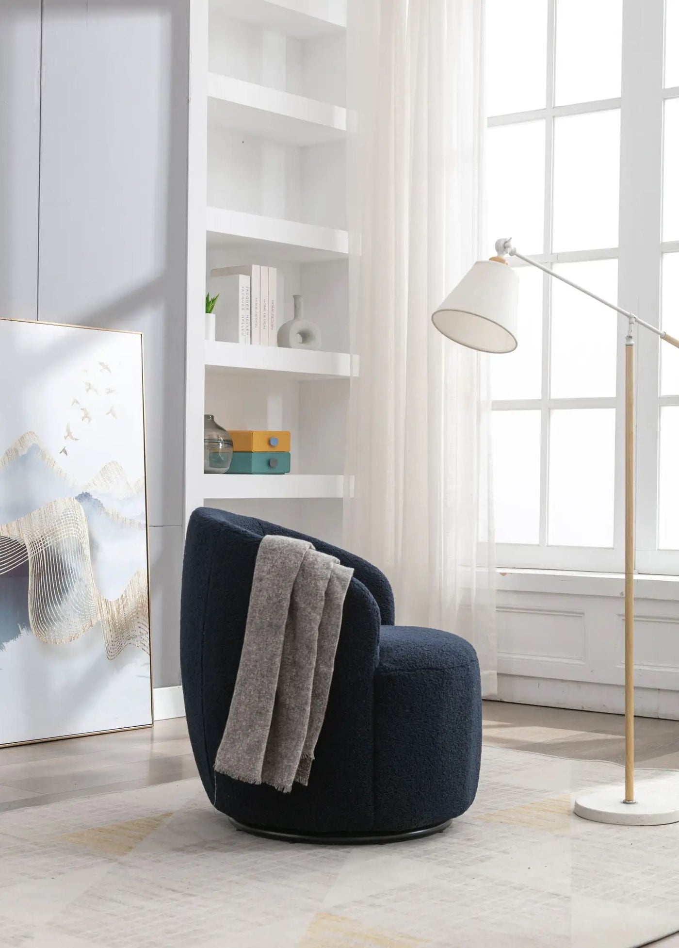 Teddy Fabric Swivel Accent Armchair Barrel Chair by HouseOfZazla