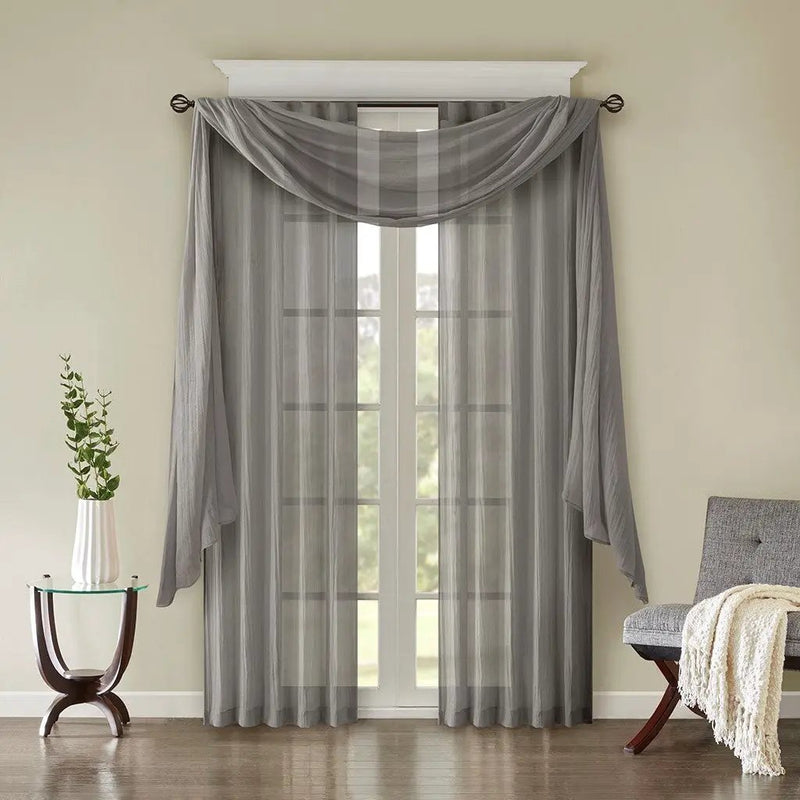 Solid Crushed Curtain Panel Pair (2 Pcs) - Grey by HouseOfZazla
