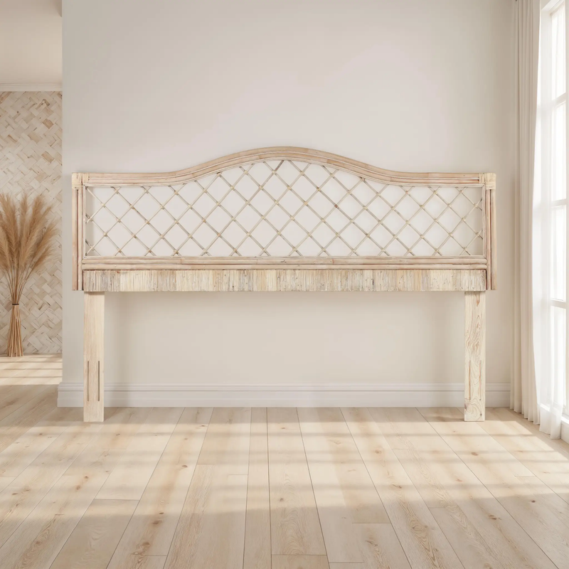 King Size Rattan Headboard Adjustable Bed by HouseOfZazla