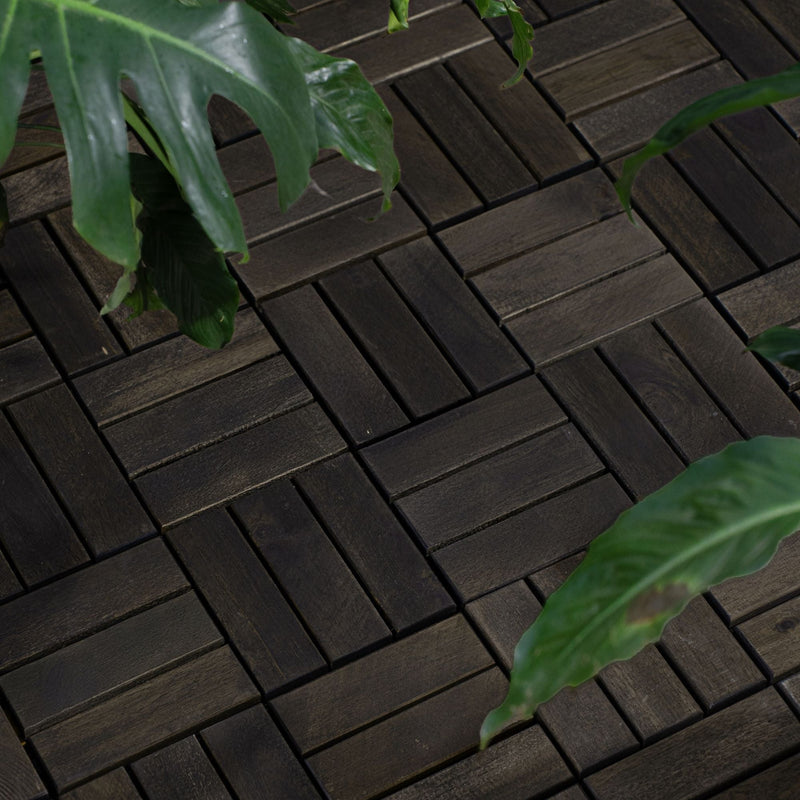Acacia Wood Interlocking Deck Tiles Checker Pattern For Outdoor Flooring by HouseOfZazla