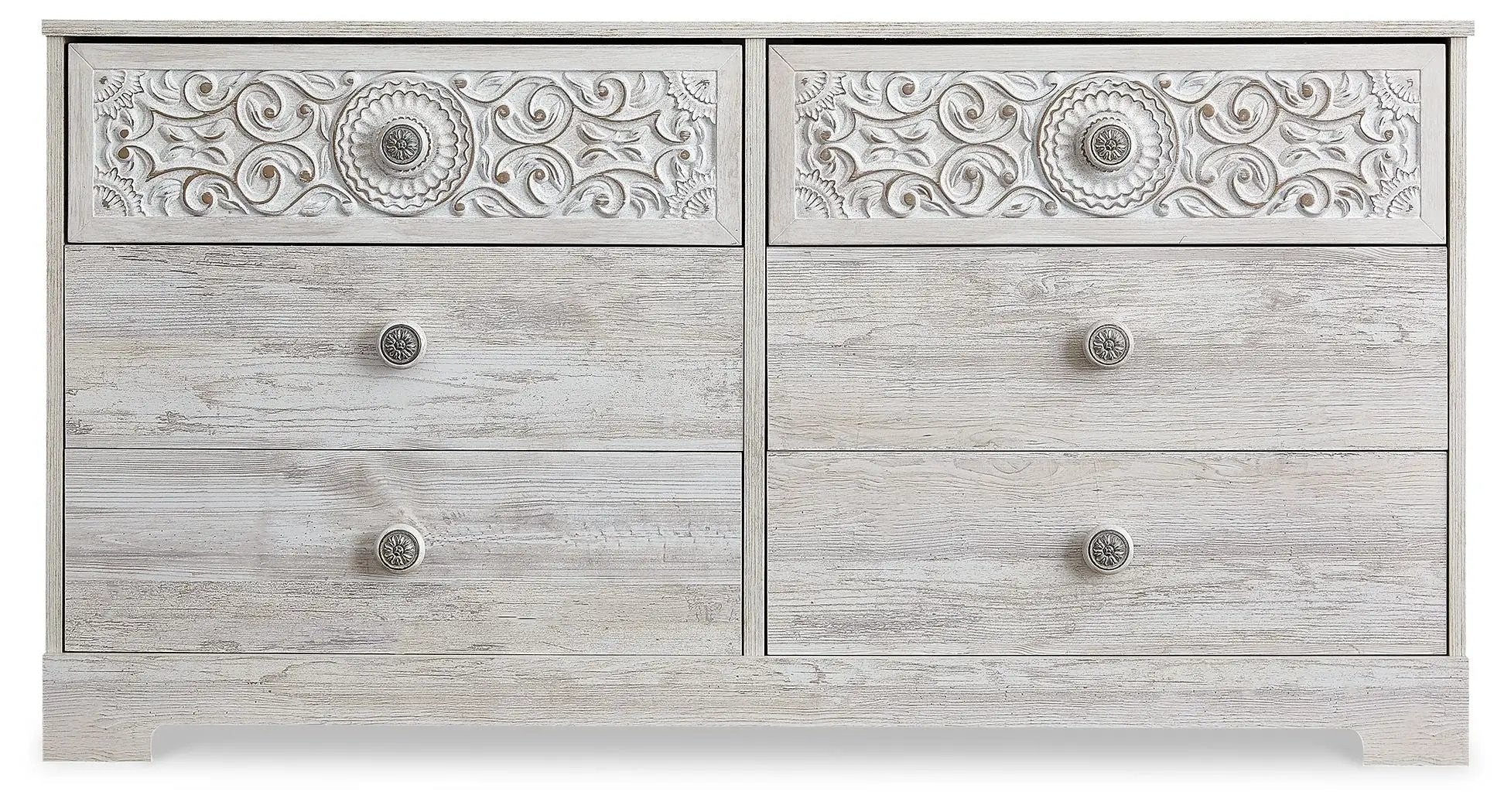 Paxberry - Six Drawer Dresser - Weatherworn - Whitewash by Unique Piece Furniture