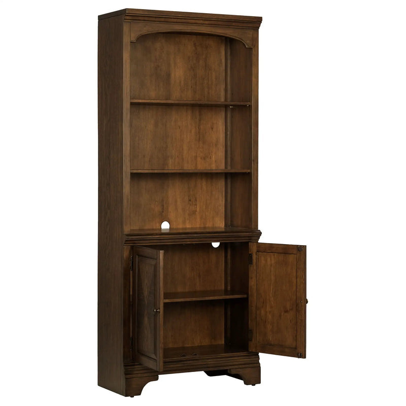 Hartshill 78-inch 3-shelf Cabinet Bookcase Burnished Oak by Unique Piece Furniture