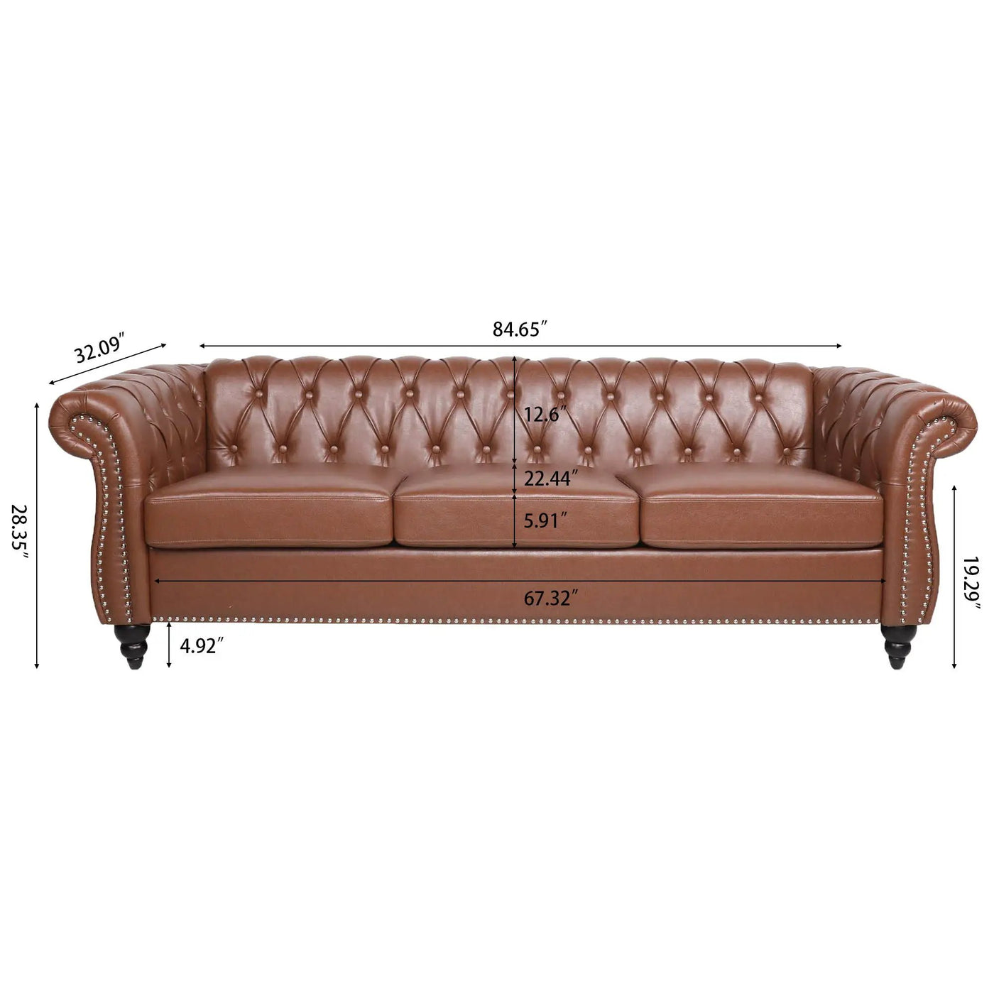 Rolled Arm Chesterfield 3 Seater Sofa by HouseOfZazla