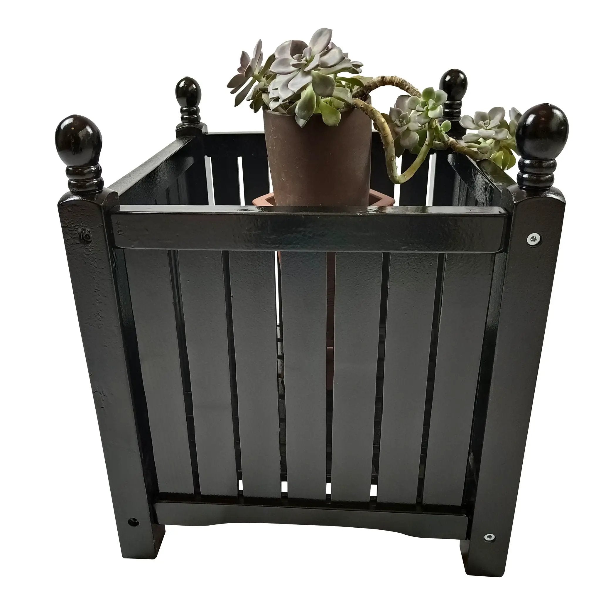 Outdoor Square Flower And Herb Pot For Garden, Porch And Patio Outside Plant And Vegetable Container, Planter - Black by Unique Piece Furniture