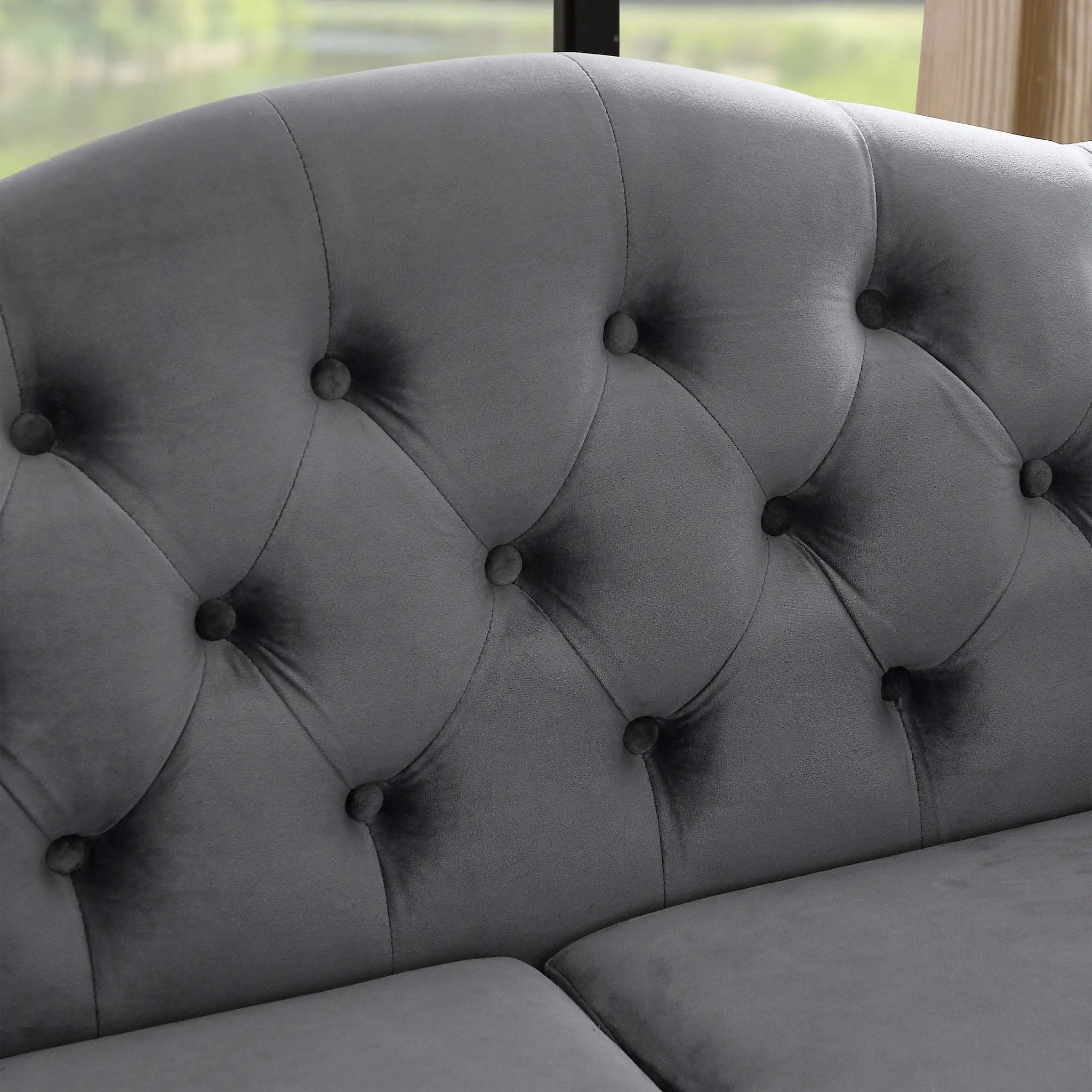 2 Seater Chesterfield Sofa With Rolled Arms And Nailhead Trim For Living Room by HouseOfZazla
