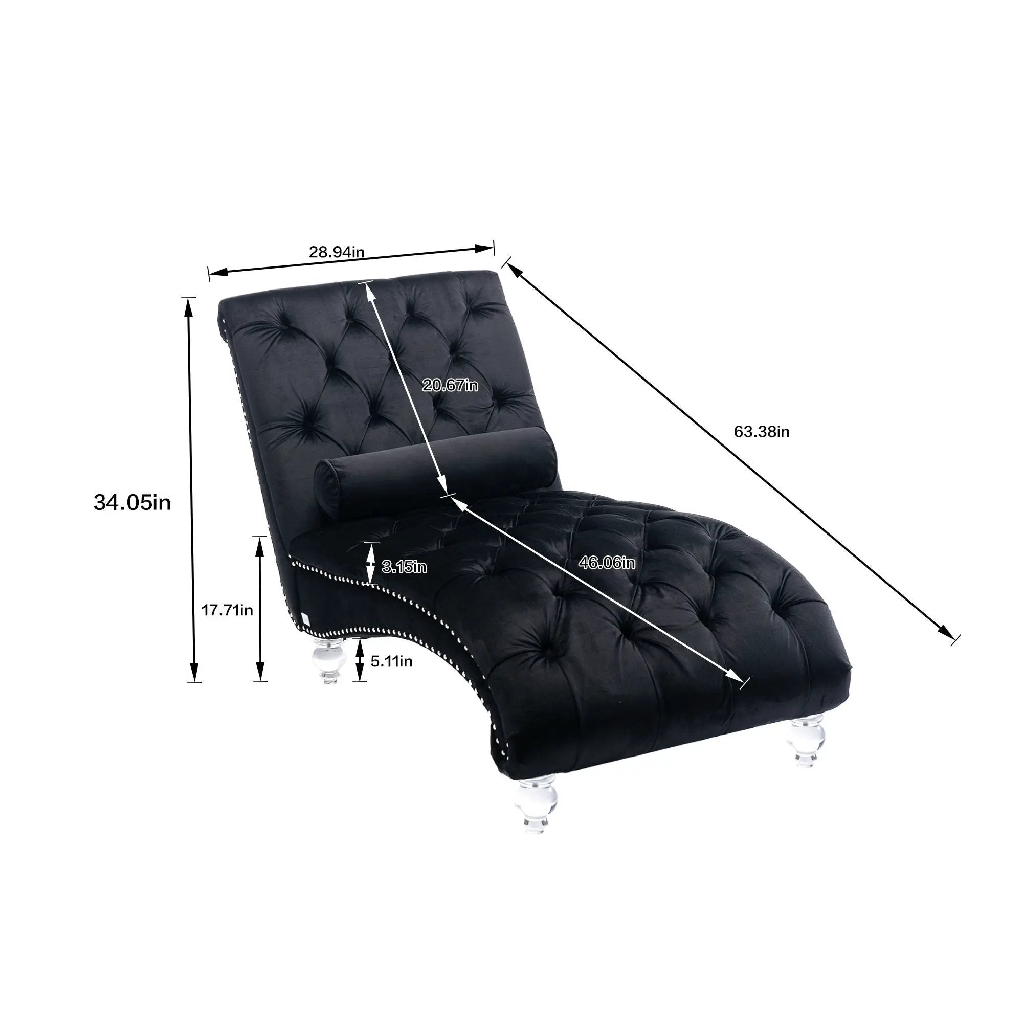 Chaise Lounge Indoor, Button Tufted Upholstered Chaise Lounge Chair With Pillow by Unique Piece Furniture
