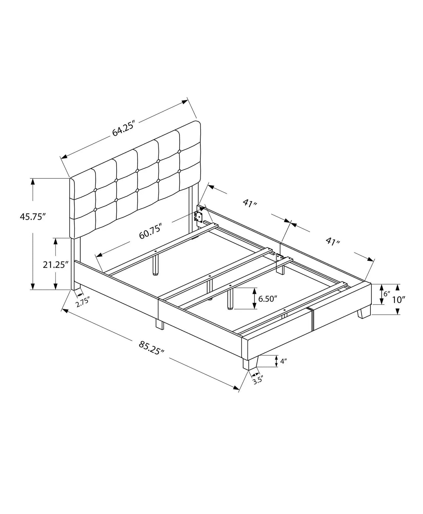 Bed, Upholstered, Frame Only, Transitional by Unique Piece Furniture
