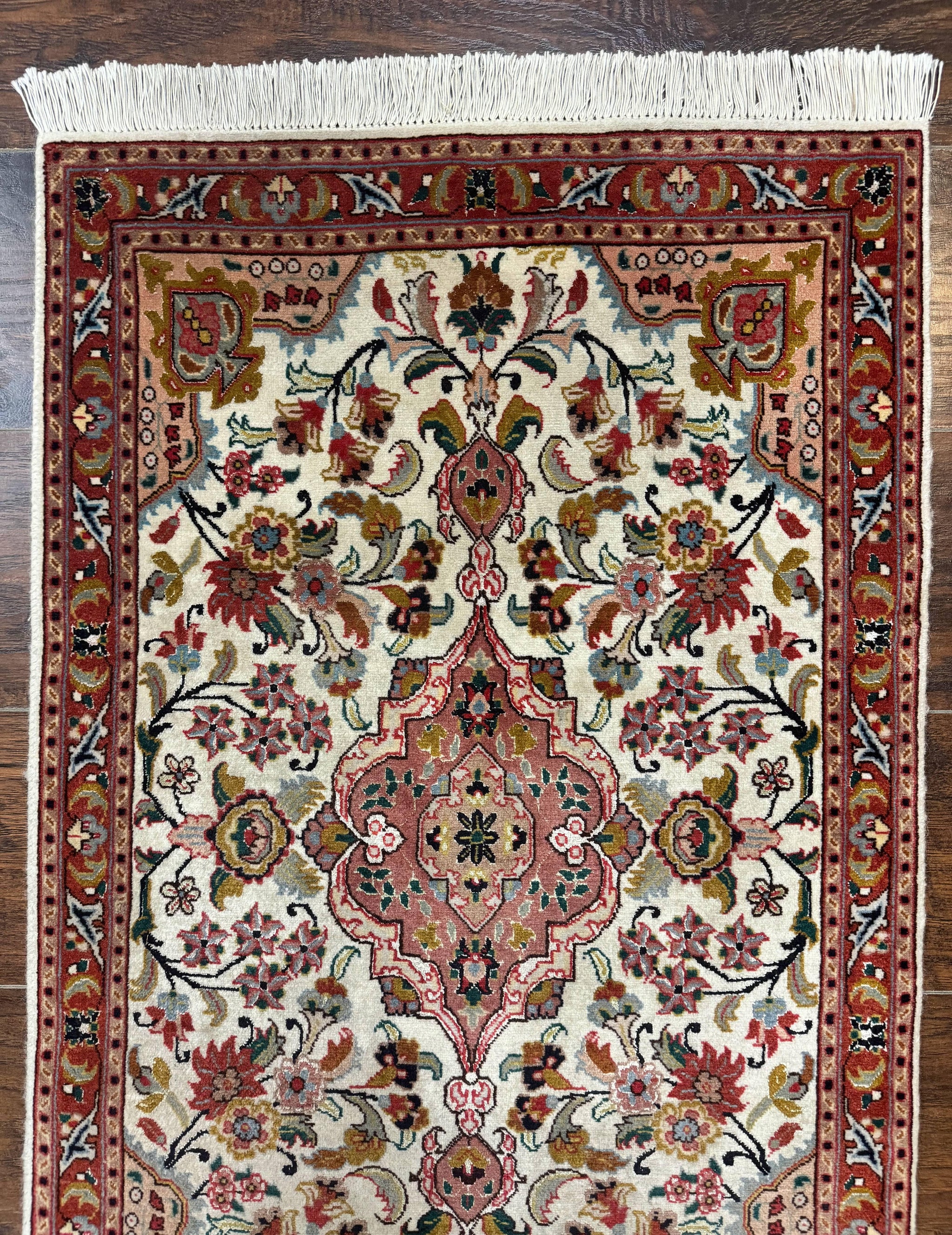 Small Persian Tabriz Rug 2x3, Floral Medallion, Wool and Silk, 340 KPSI by Jewel Rugs