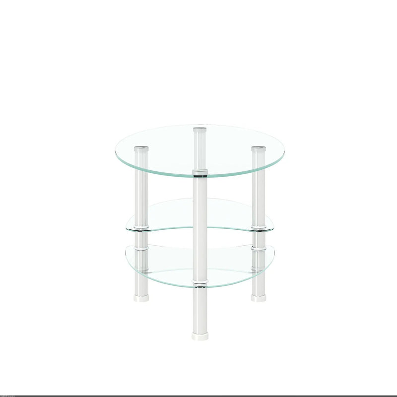 Transparent Oval Glass Coffee Table, Modern Table In Living Room Oak Wood Leg Tea Table 3-Layer Glass Table by HouseOfZazla
