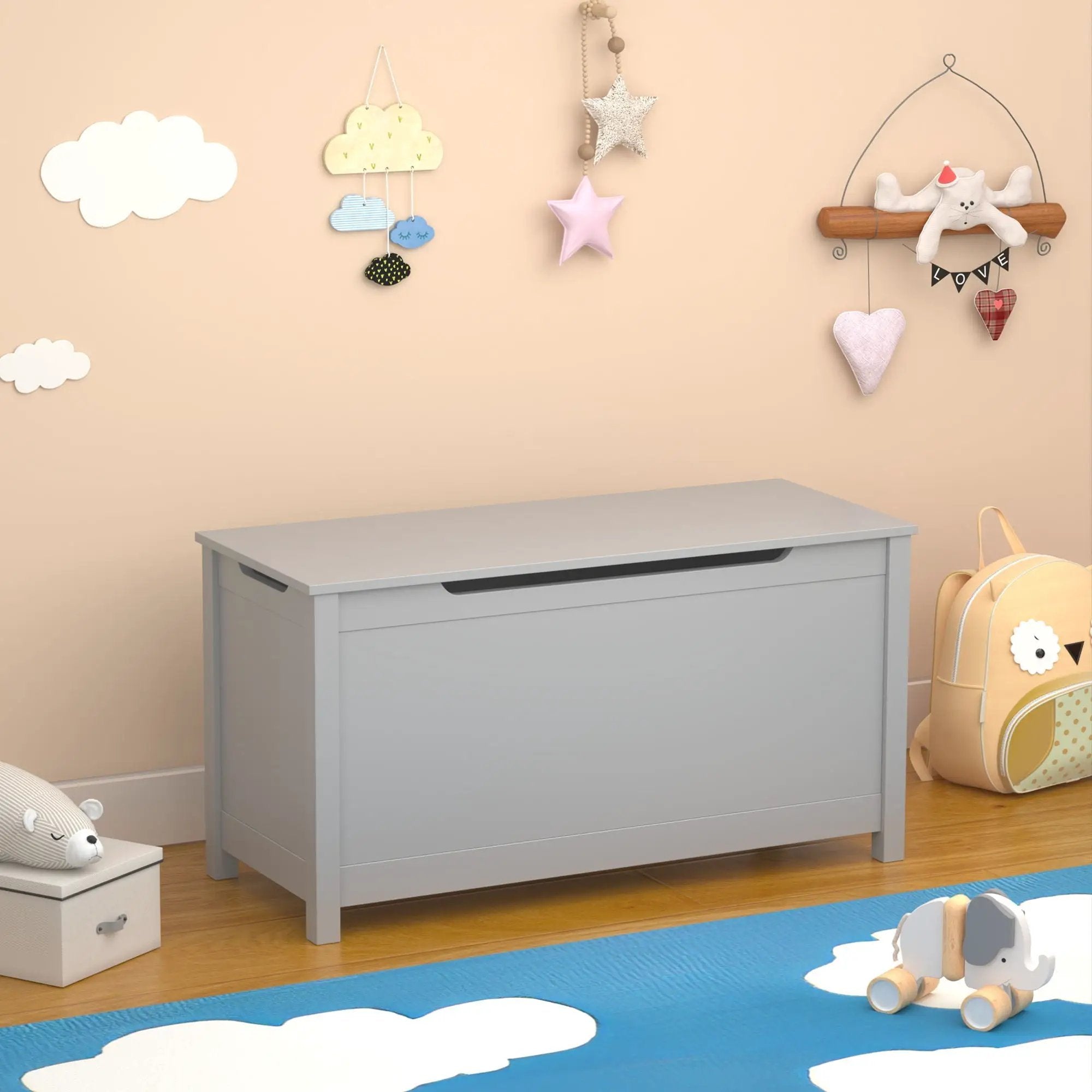 Toy Box Storage With Safety Hinged Lid by HouseOfZazla