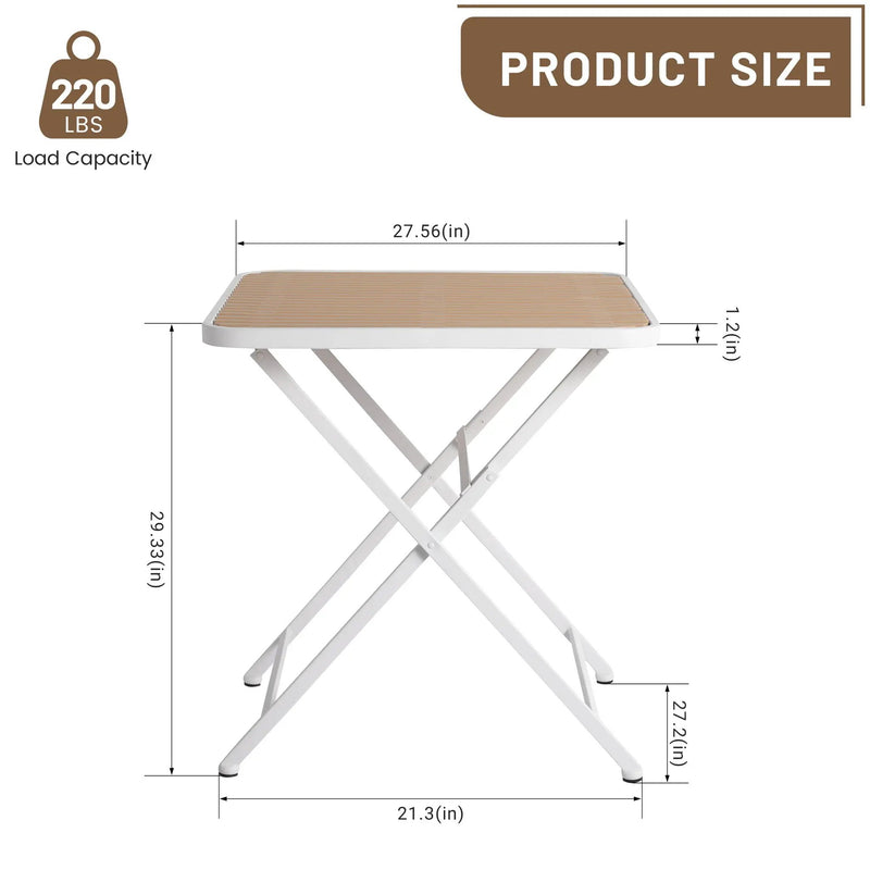 Modern Folding Square Table, Water Proof And Wear Resistant - Apricot / White by HouseOfZazla