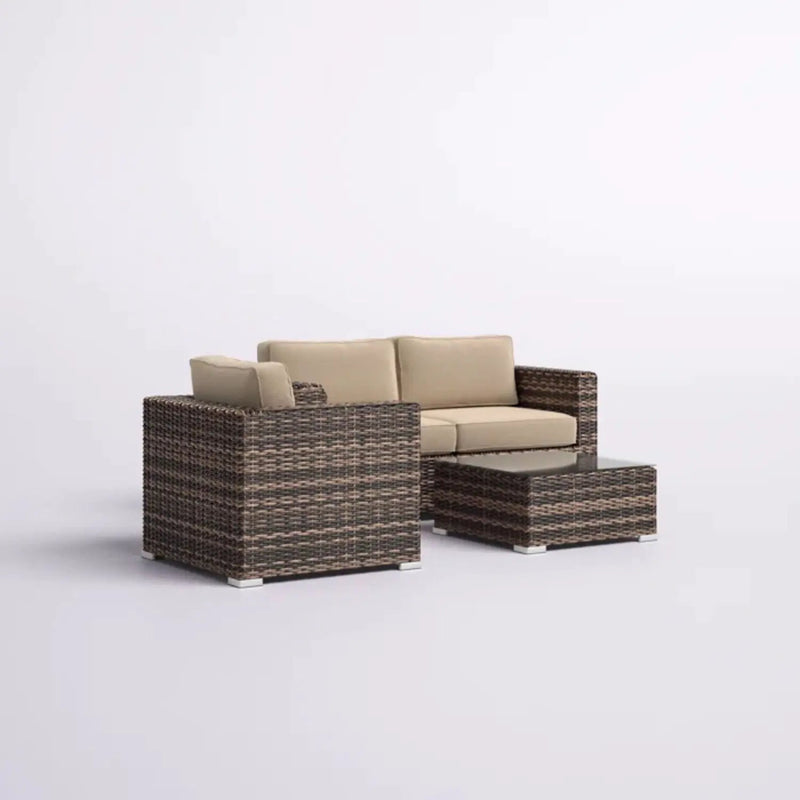 Modern Style Hdpe Wicker Seating Group With Cushions For 3 People In Brown Finish by Unique Piece Furniture