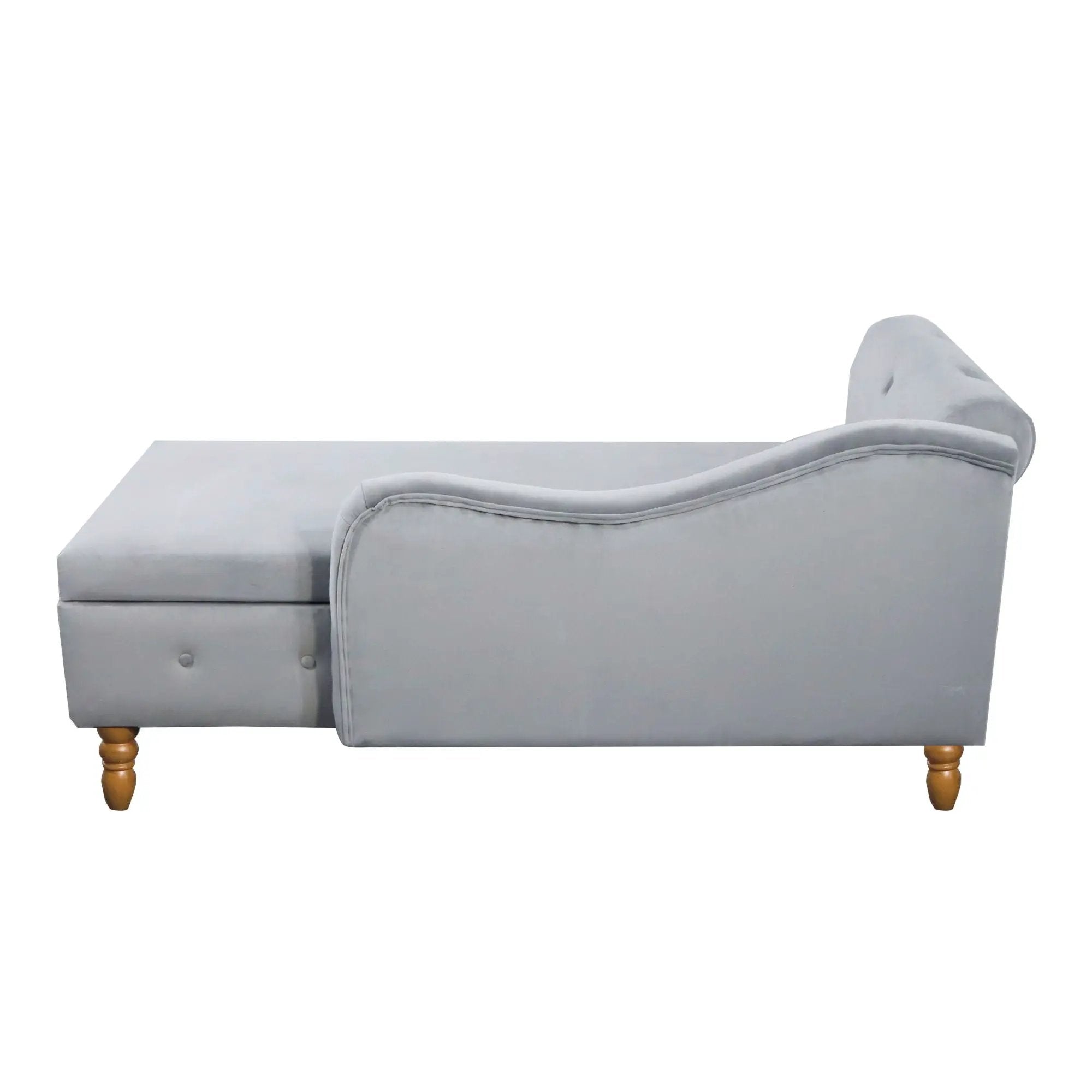 Chaise Lounge Indoor, Lounge Chair For Bedroom With Storage & Pillow, Modern Upholstered Rolled Arm Chase Lounge For Sleeping With Nailhead Trim For Living Room Bedroom Office by HouseOfZazla