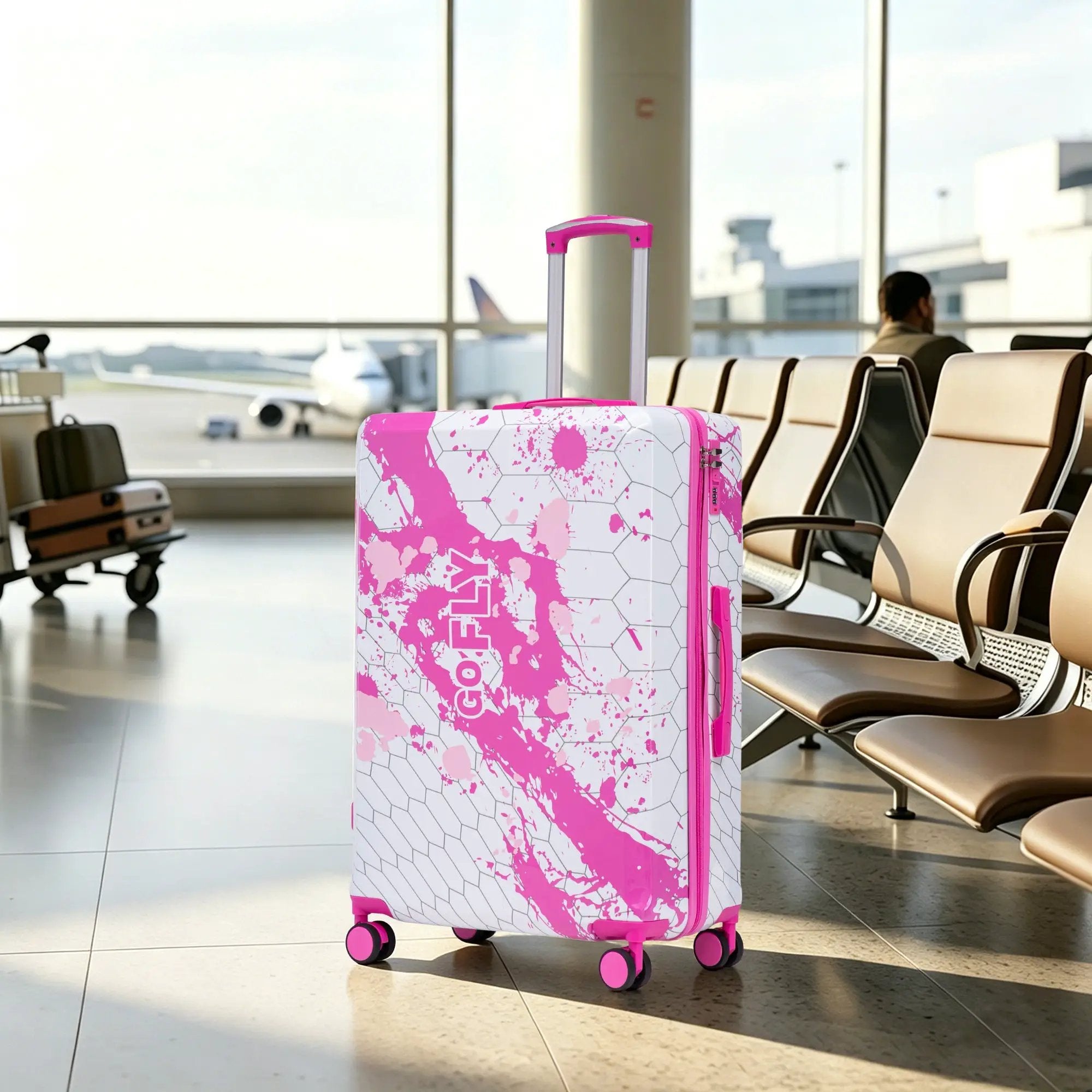 28 Inch PC Spinner Wheel Luggage - Pink by HouseOfZazla