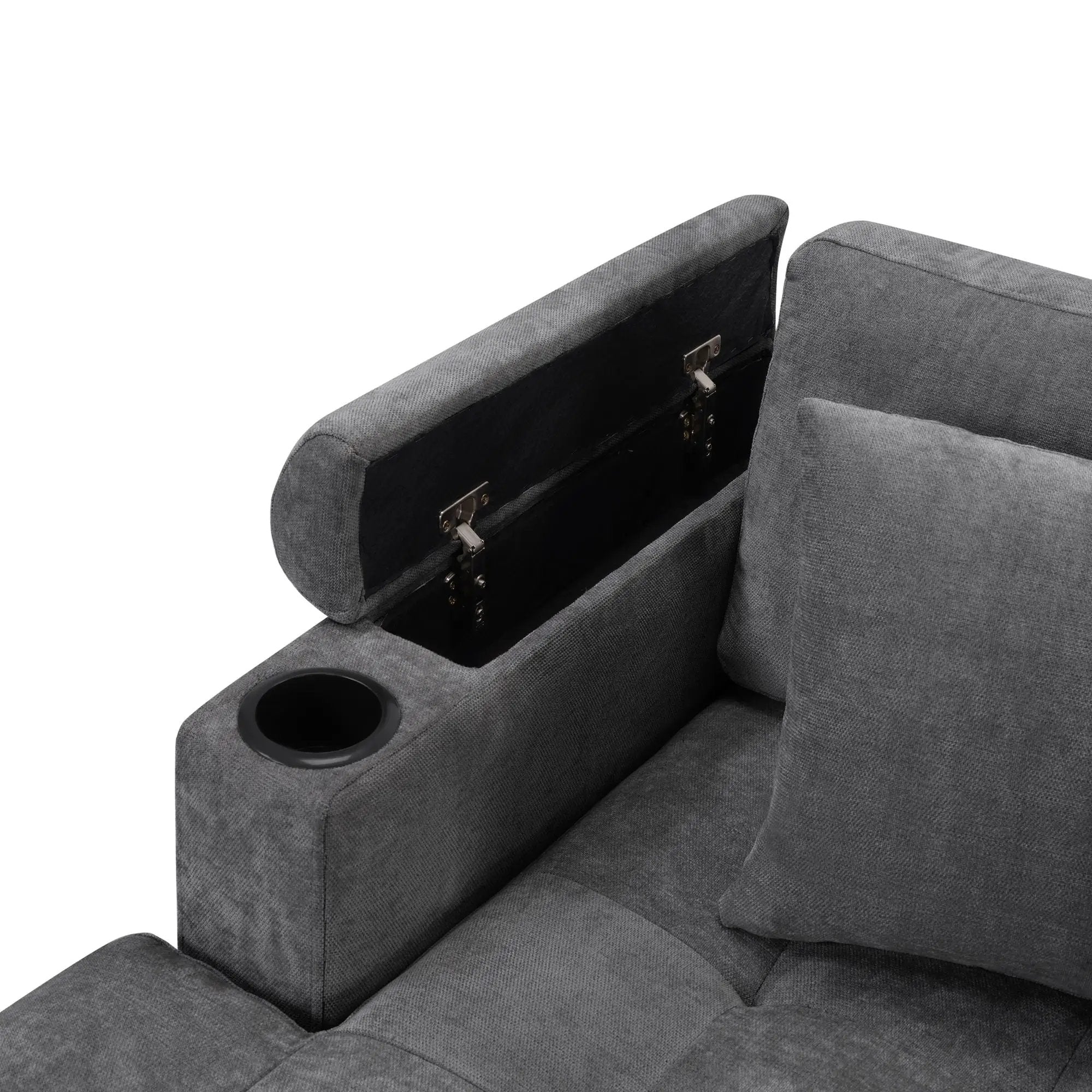U Shaped Sectional Sofa, Corner Living Room Couch With Built In Cup Holders, Storage, USB Ports by HouseOfZazla