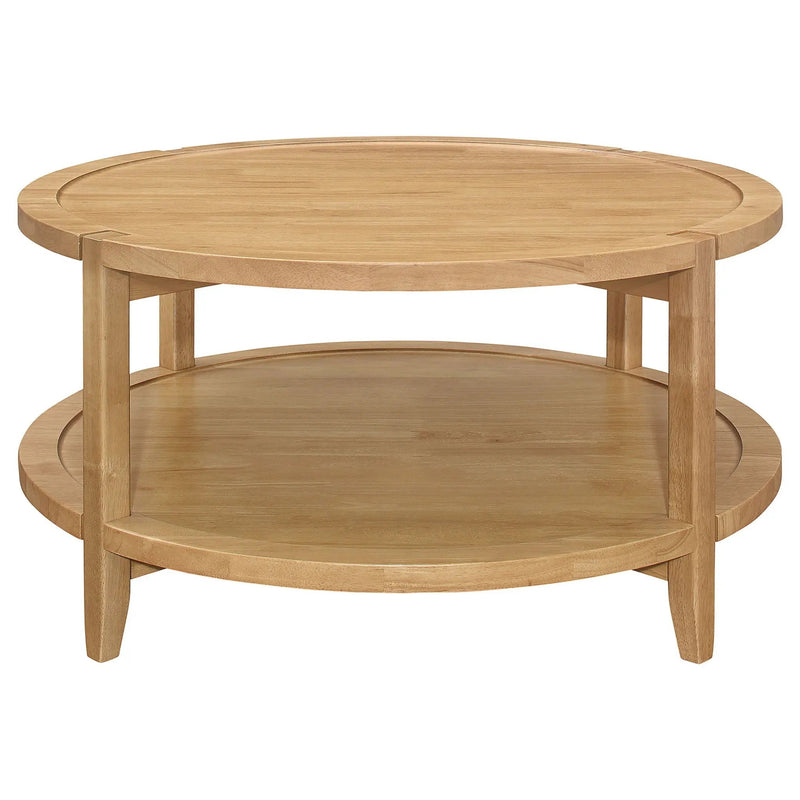 Camillo Round Solid Wood Coffee Table Maple Brown by Unique Piece Furniture