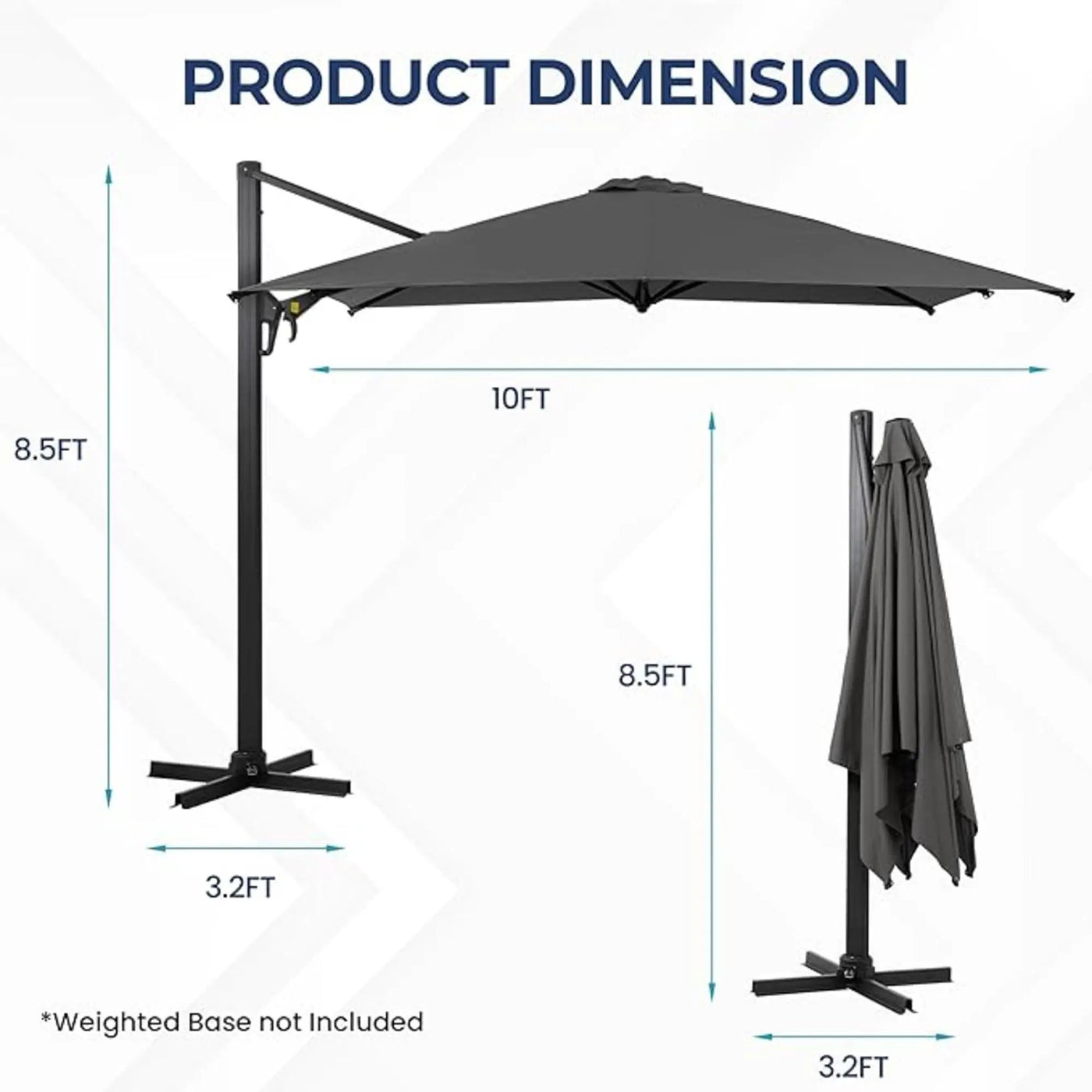Round Cantilever Patio Umbrella With 360 Rotation & Infinite Tilt Adjustment by HouseOfZazla