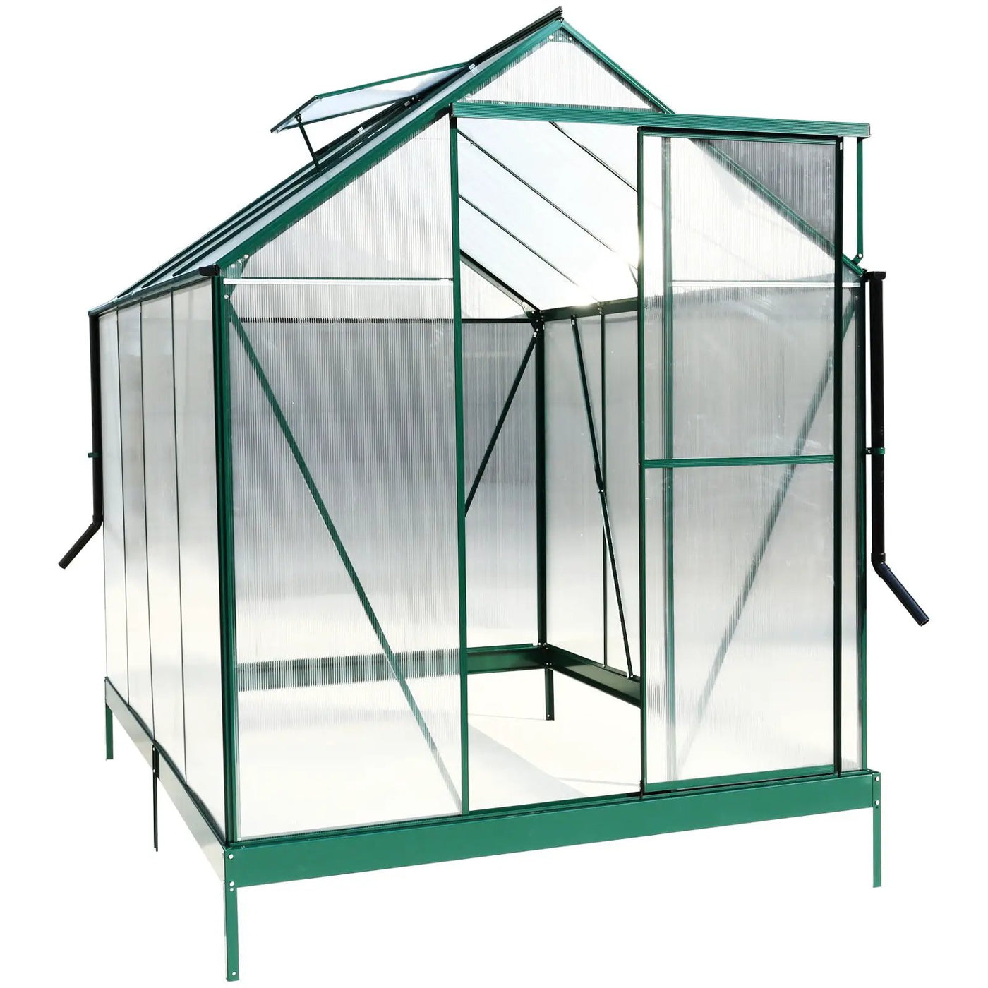 Polycarbonate house, Heavy Duty Outdoor Aluminum Walk-In House Kit With Rain Gutter, Vent And Door For Backyard Garden by HouseOfZazla