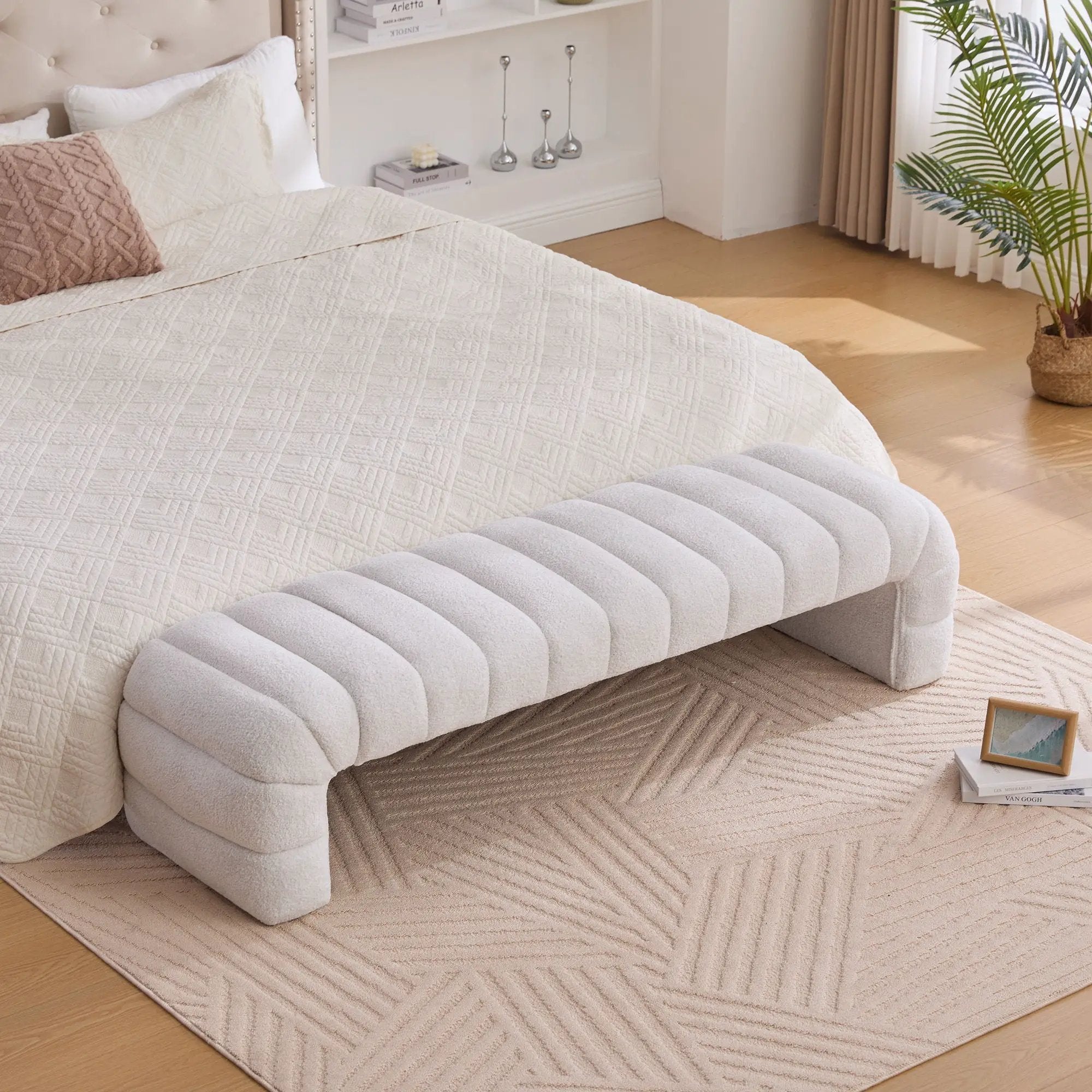 Modern Upholstered Armless Bed Bench With Channel Tufted Design by HouseOfZazla