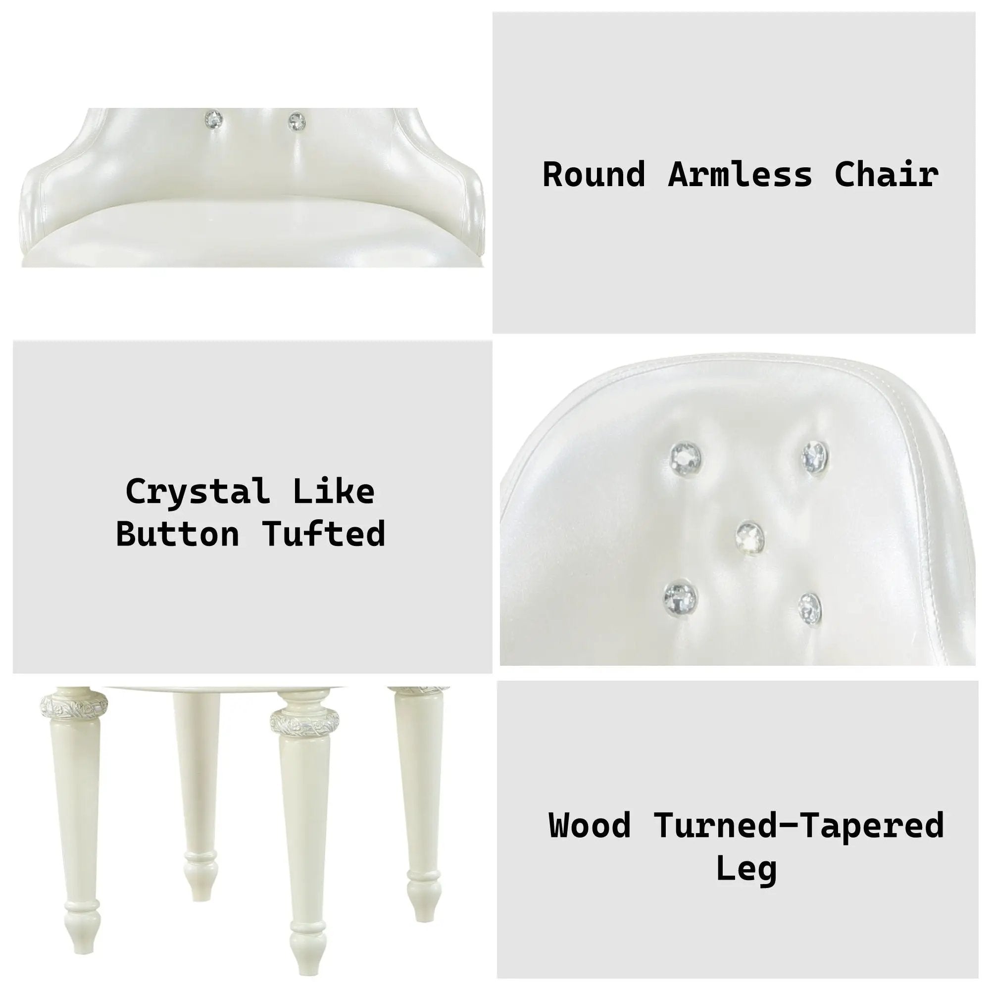 Dorothy - Vanity Chair With Swivel Chair Only - Ivory by Unique Piece Furniture