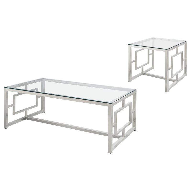 Merced 2-piece Rectangular Coffee and End Table Set Nickel by Unique Piece Furniture
