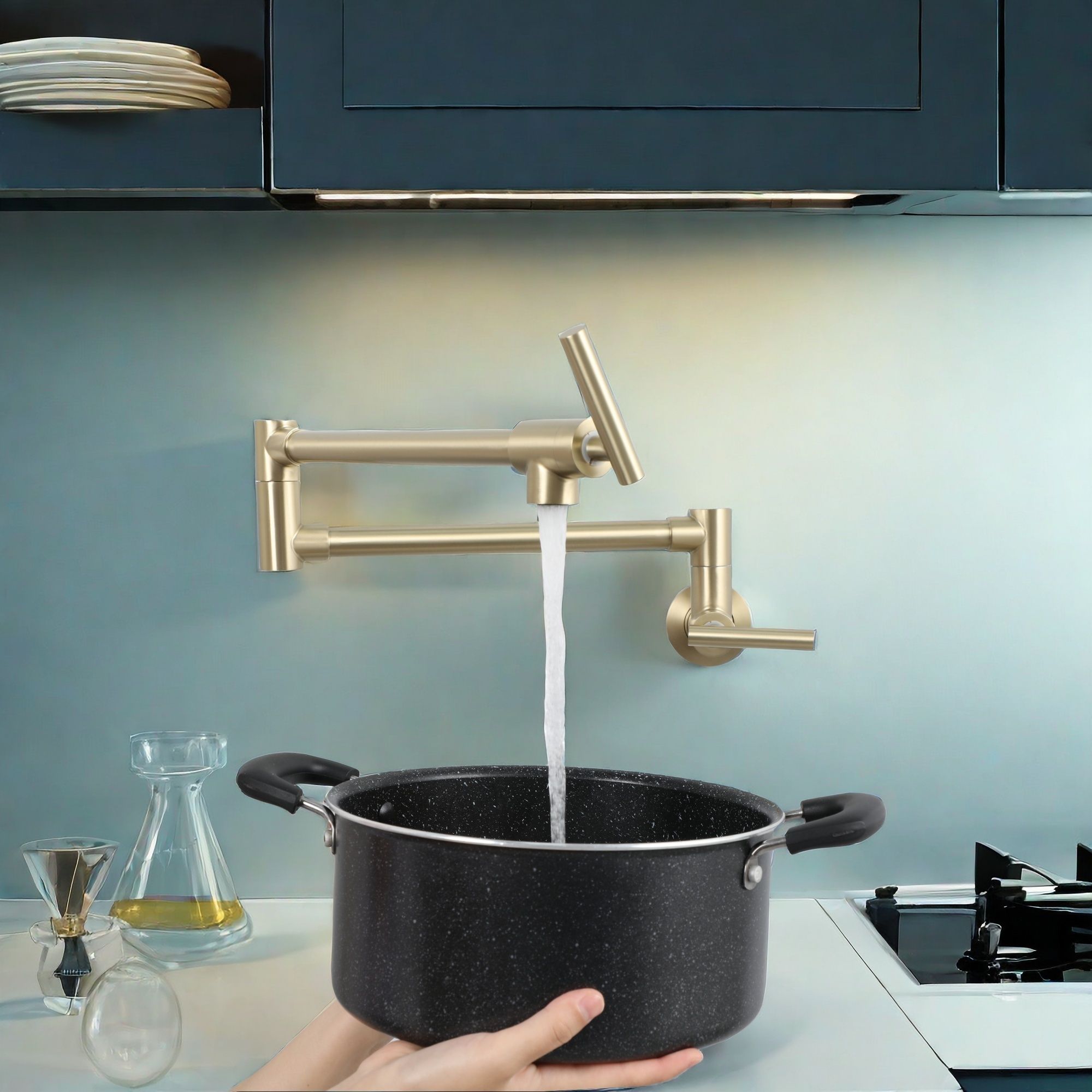 Modern Design Wall Mount Pot Filler Faucet Folding Stretchable by HouseOfZazla