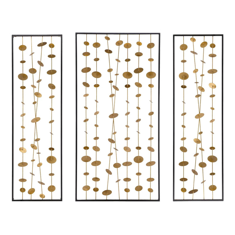 Metal Decorative Wall Art With Frame, Wall Decor For Living Room (Set of 3) - Gold by HouseOfZazla