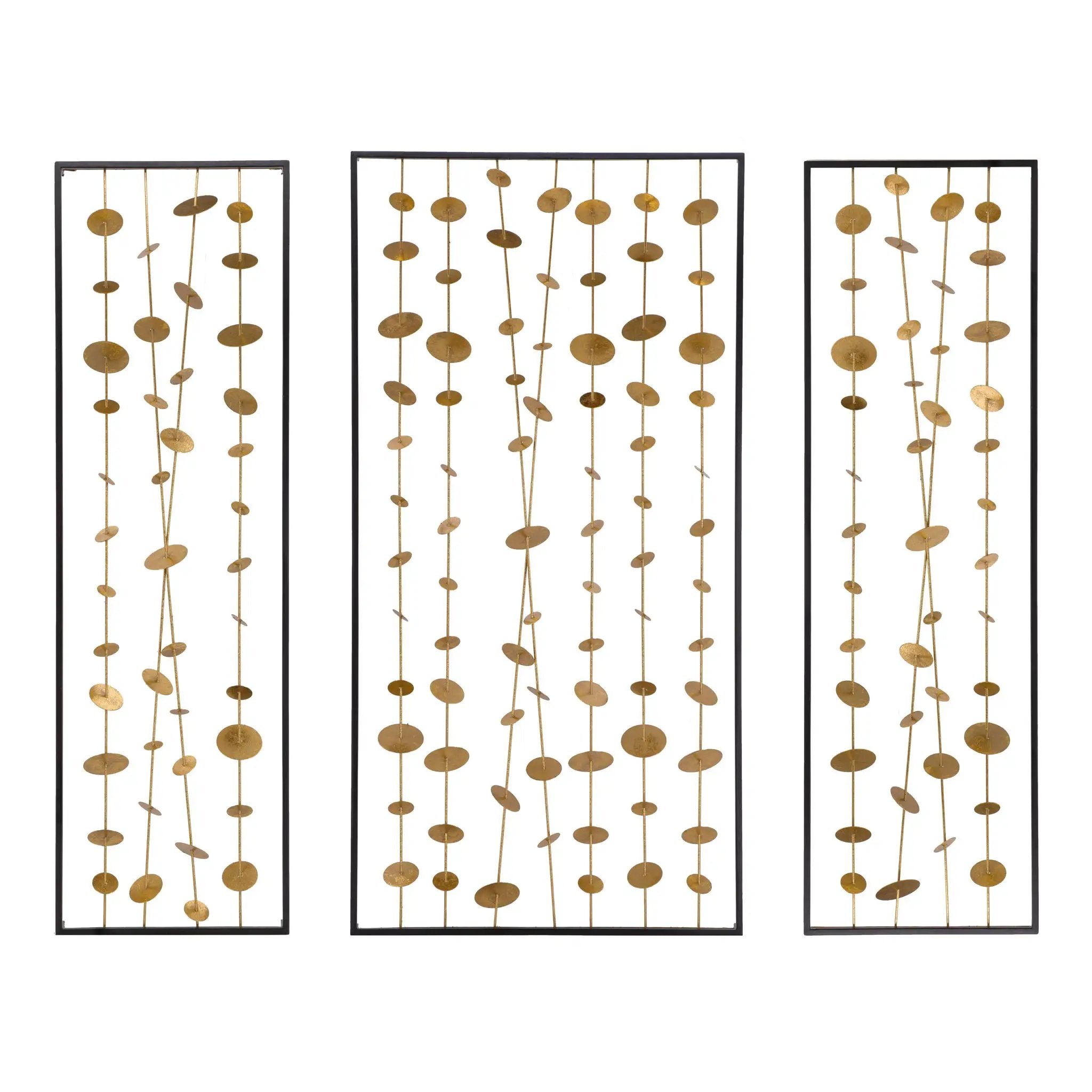 Metal Decorative Wall Art With Frame, Wall Decor For Living Room (Set of 3) - Gold by Unique Piece Furniture