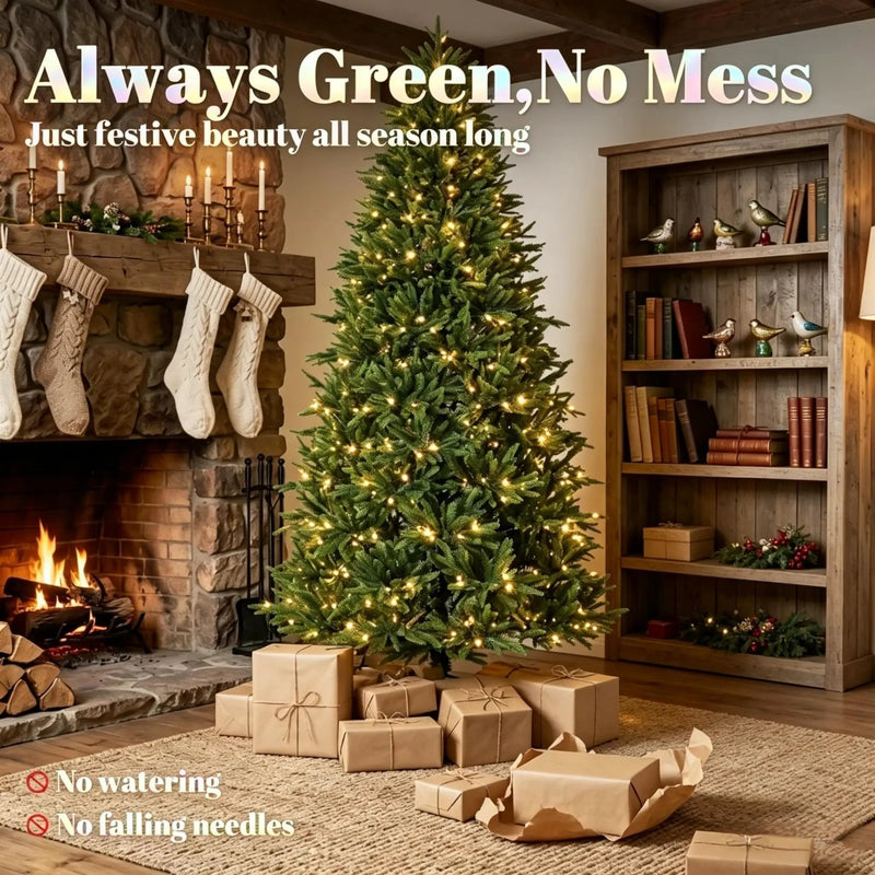 7.5-Foot Hinged Nordmann Fir Prelit Christmas Tree, photo 7 of 9