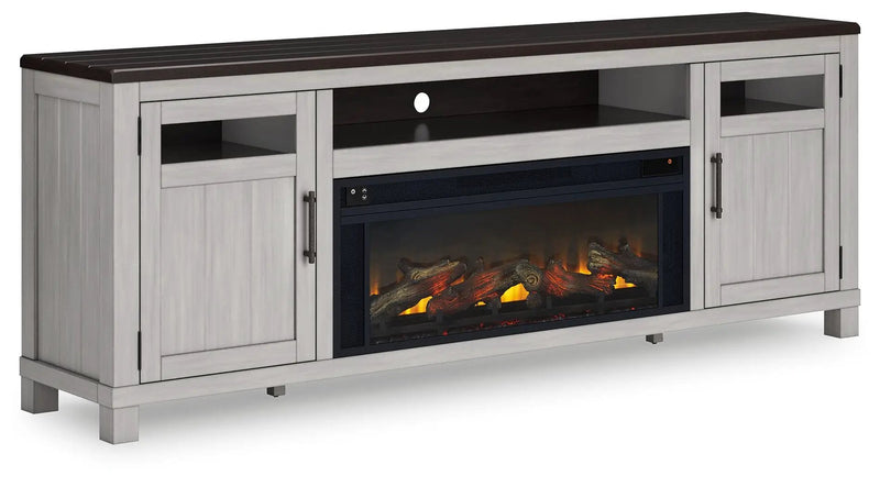 Darborn - 88" TV Stand With Electric Infrared Fireplace Insert - Gray / Brown by Unique Piece Furniture
