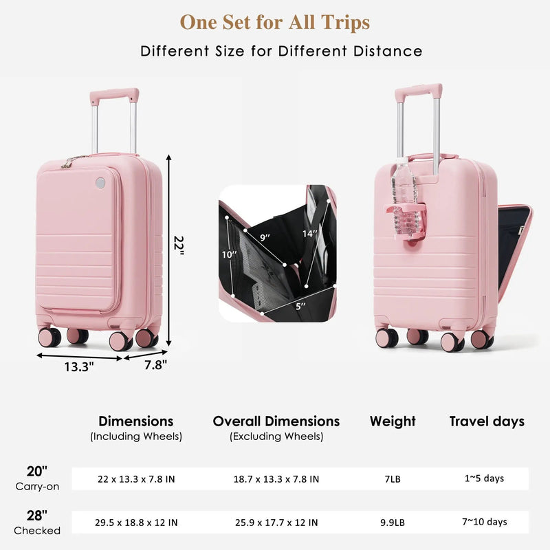 4-Piece Luggage Set with USB Charging Ports by HouseOfZazla