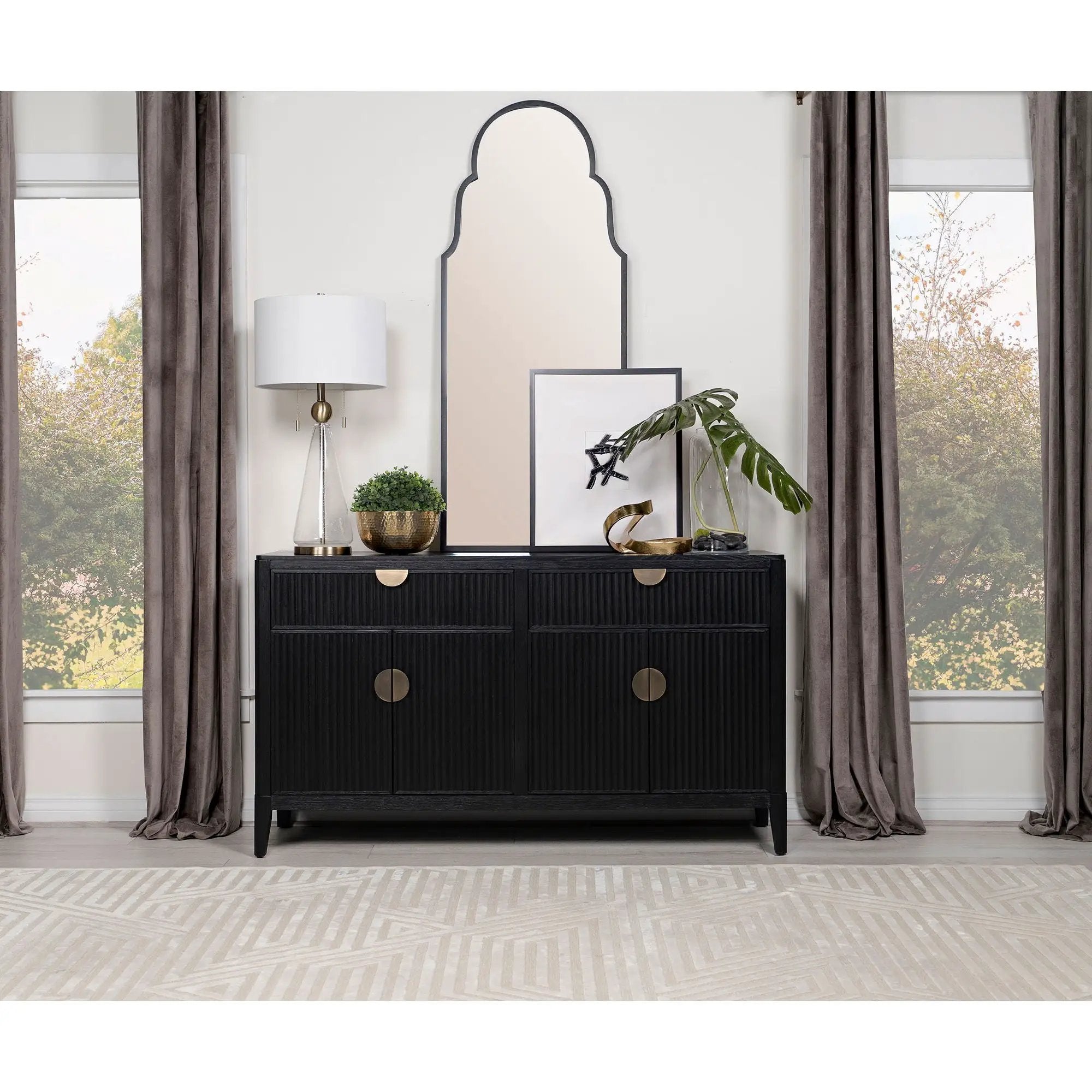 Mason - 2 Drawer Sideboard Storage Furniture - Black by HouseOfZazla