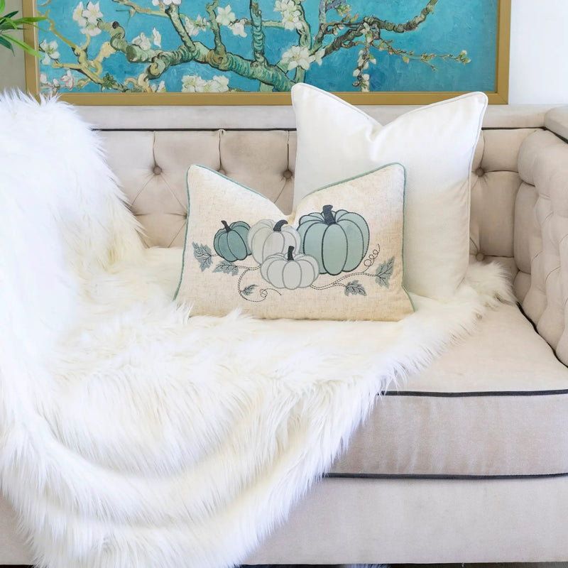 Embroidered Pumpkin Lumbar Throw Pillow – Misty by HouseOfZazla