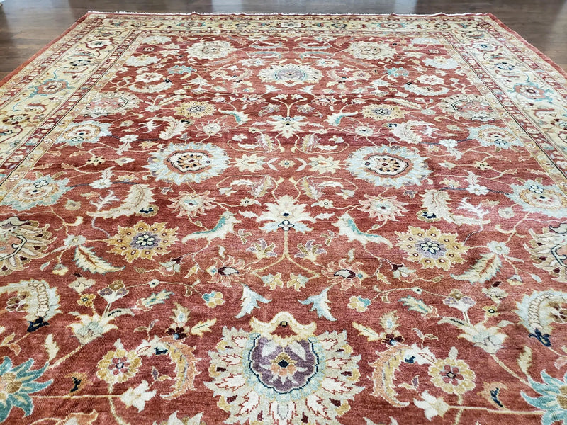 Safavieh Room Sized Rug 10x14, Wool Hand-Knotted Auburn Red & Light Gold Egyptian Mahal Oriental Carpet, 10 x 14 Large Living Room Rug by Jewel Rugs