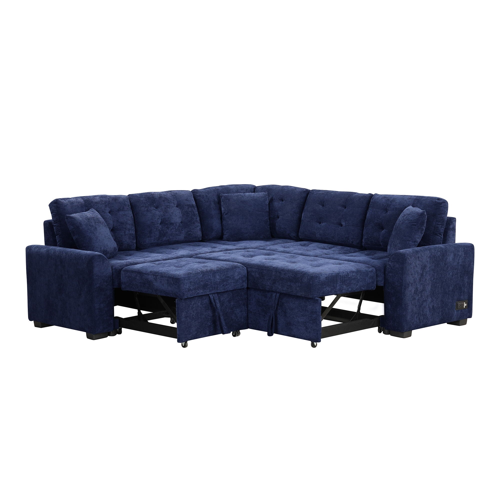 L-Shape Sofa Bed Pull-Out Sleeper Sofa With Wheels, USB Ports, Power Sockets For Living Room by HouseOfZazla