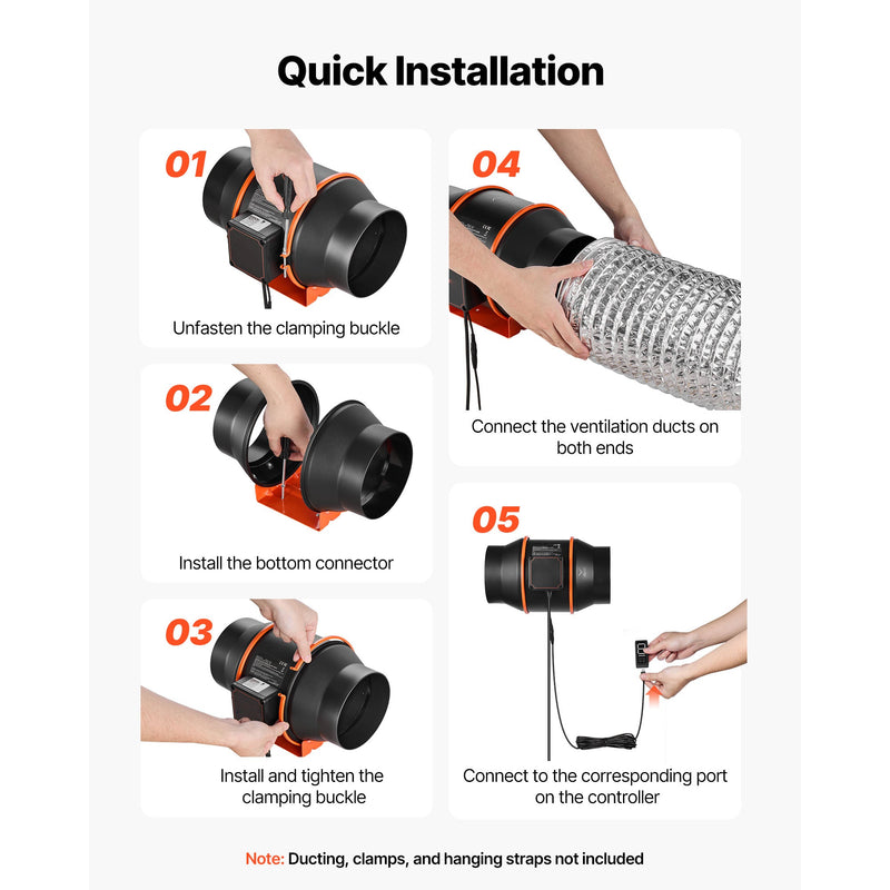 Inline Duct Fan with 402 CFM and 3-Speed Circulation by HouseOfZazla