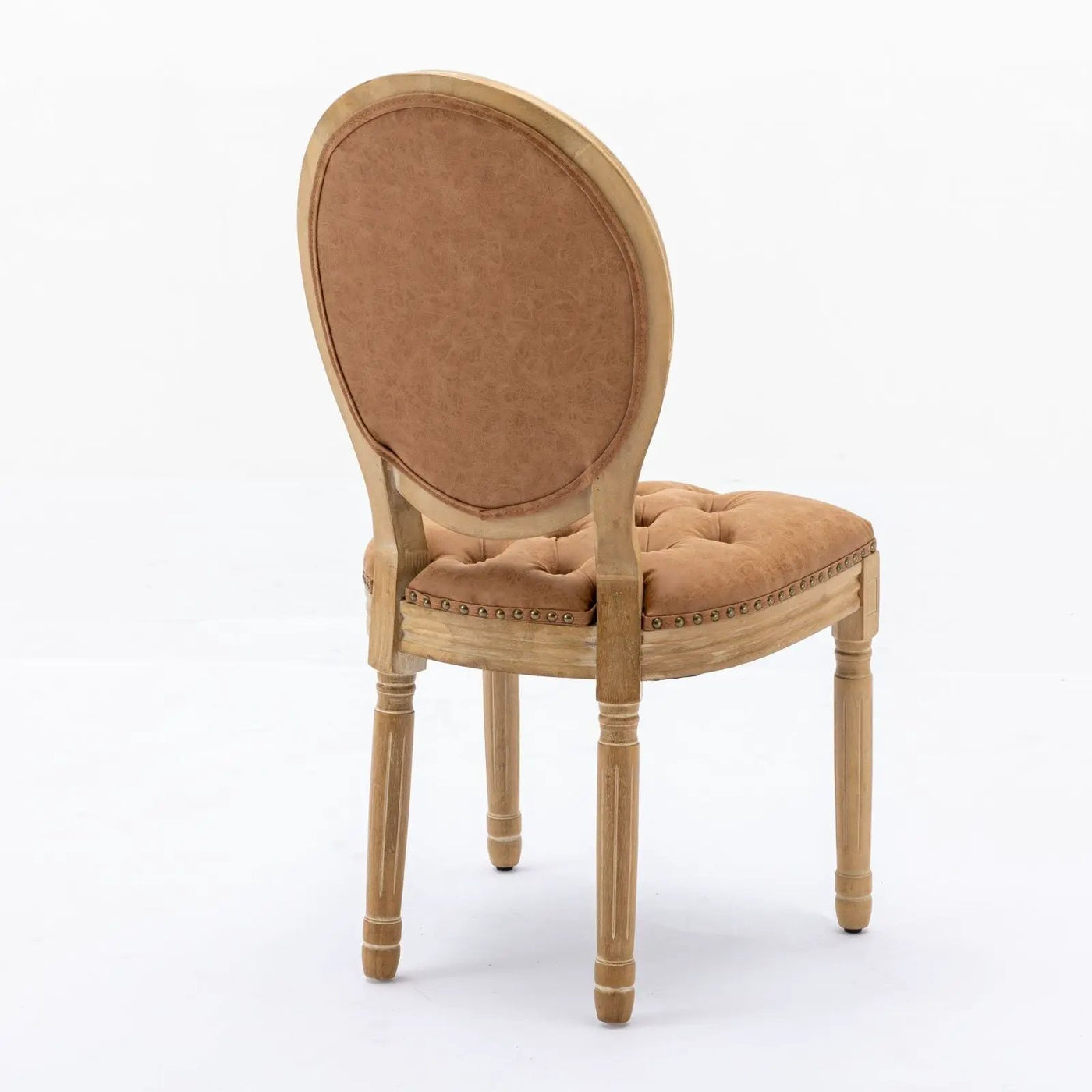 French Style Solid Wood Frame Antique Painting, Hand-Pulled Buckle Decoration Artificial Dining Chair With Nailhead Trim, Wood Legs by Unique Piece Furniture
