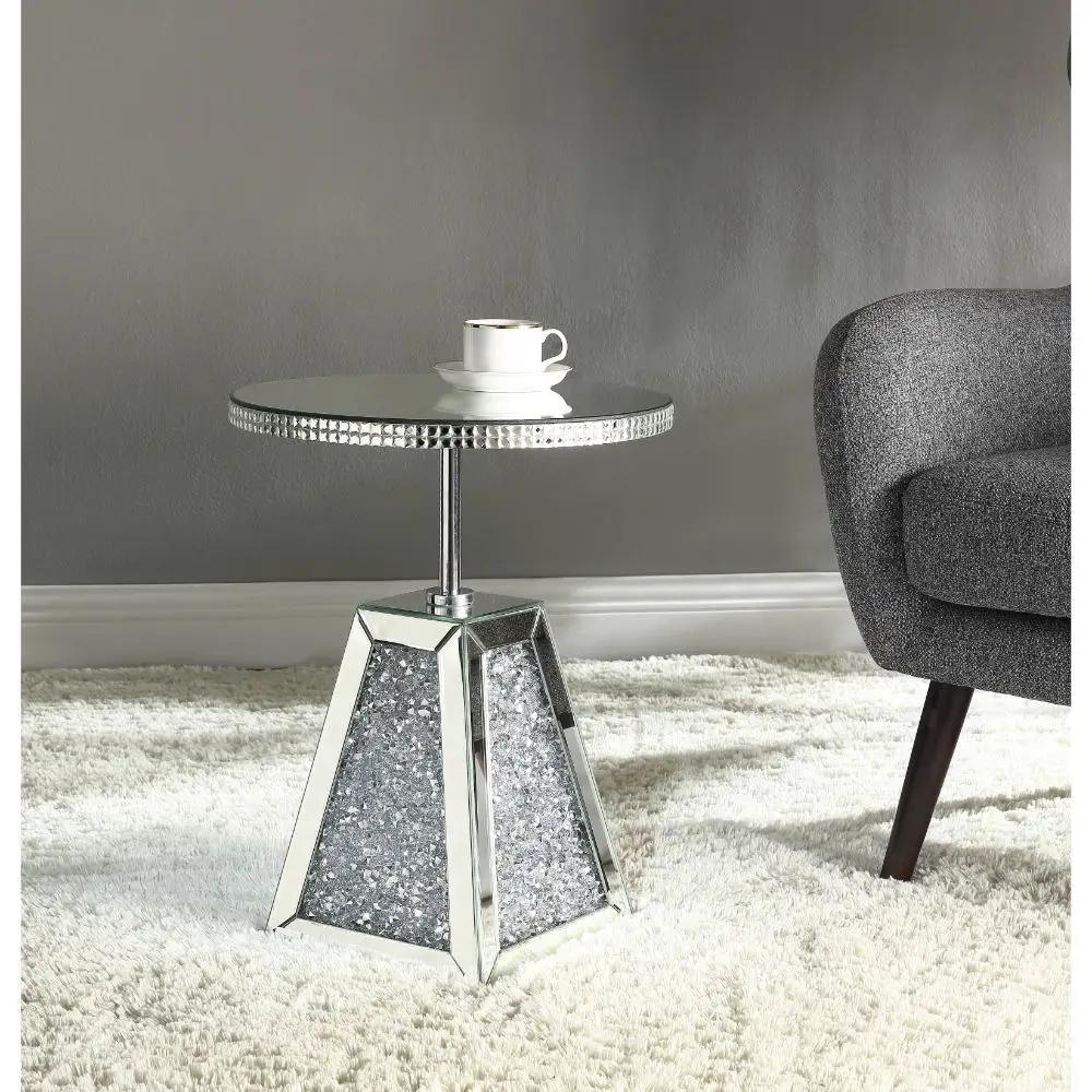 Noralie - 20" Accent Table - Mirrored & Faux Diamonds by Unique Piece Furniture