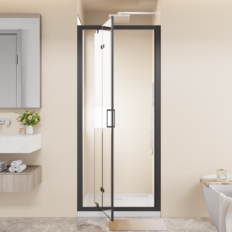 Framed Bi-Fold Pivot Shower Door 30"x72" Space-Saving Folding Shower Enclosure by HouseOfZazla