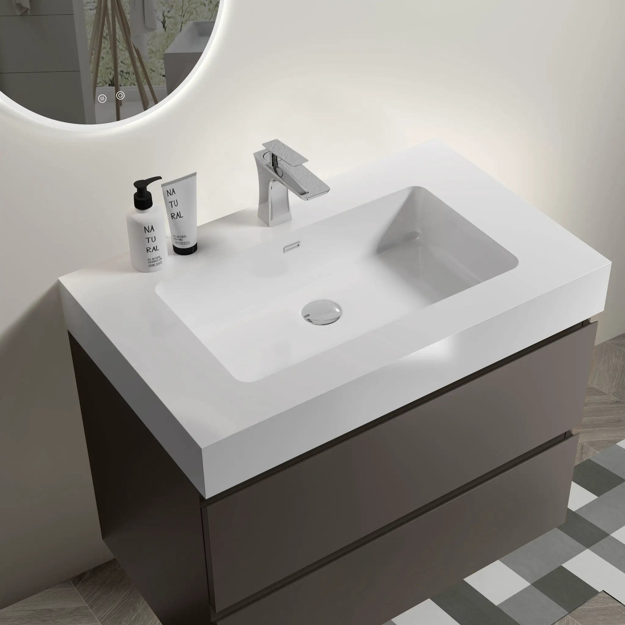 Alice - Bathroom Vanity With Sink, Large Storage Wall Mounted Floating Bathroom Vanity For Modern Bathroom, One-Piece Sink Basin Without Drain And Faucet by Unique Piece Furniture