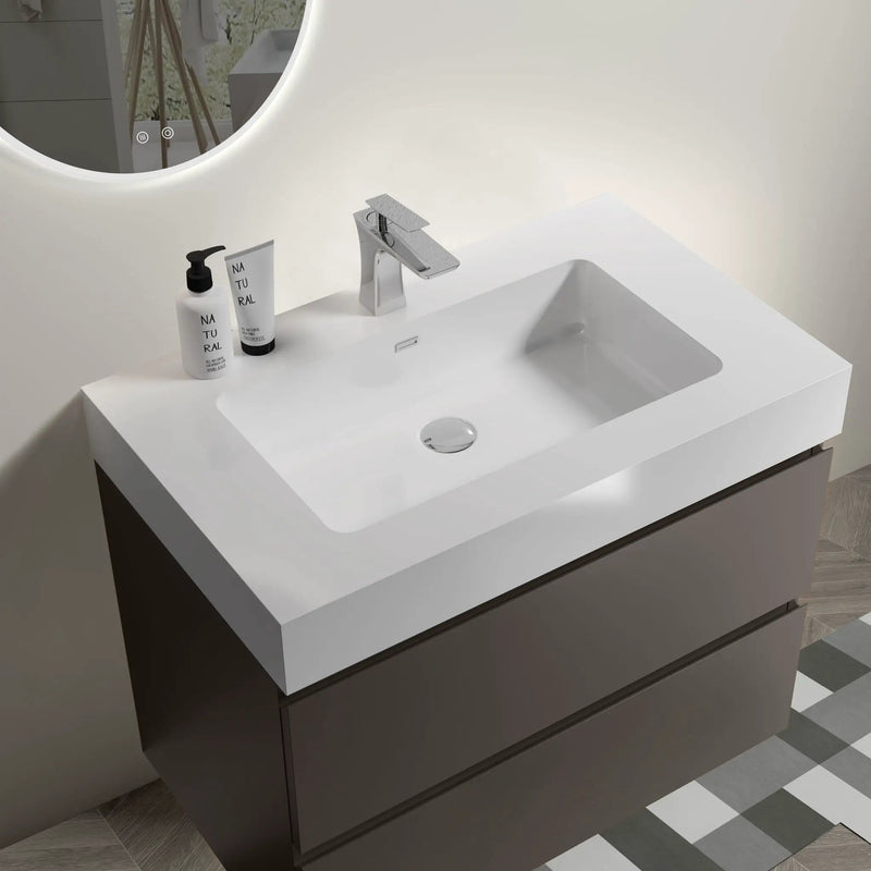 Alice - Bathroom Vanity With Sink, Large Storage Wall Mounted Floating Bathroom Vanity For Modern Bathroom, One-Piece Sink Basin Without Drain And Faucet by HouseOfZazla