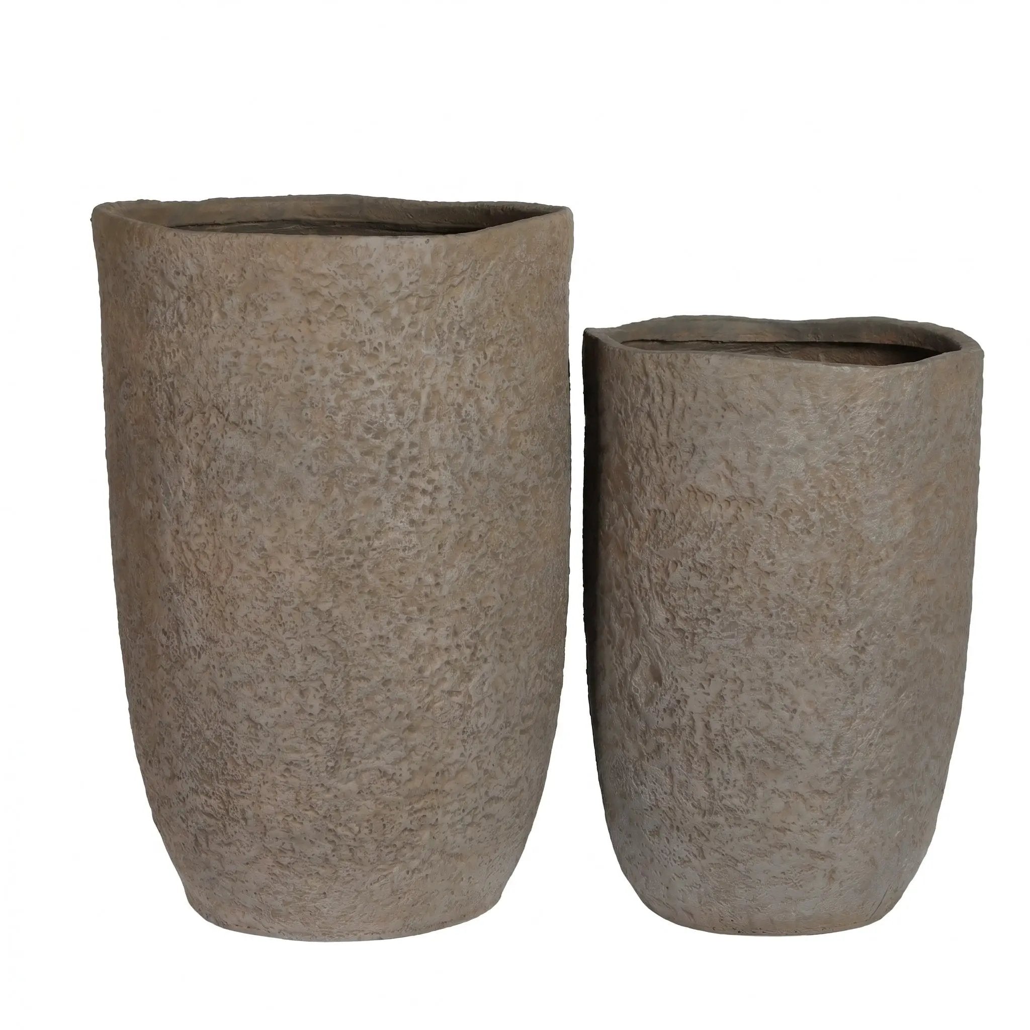 Round Concrete Planter Set of 2, Large Indoor & Outdoor Planter Pots by HouseOfZazla