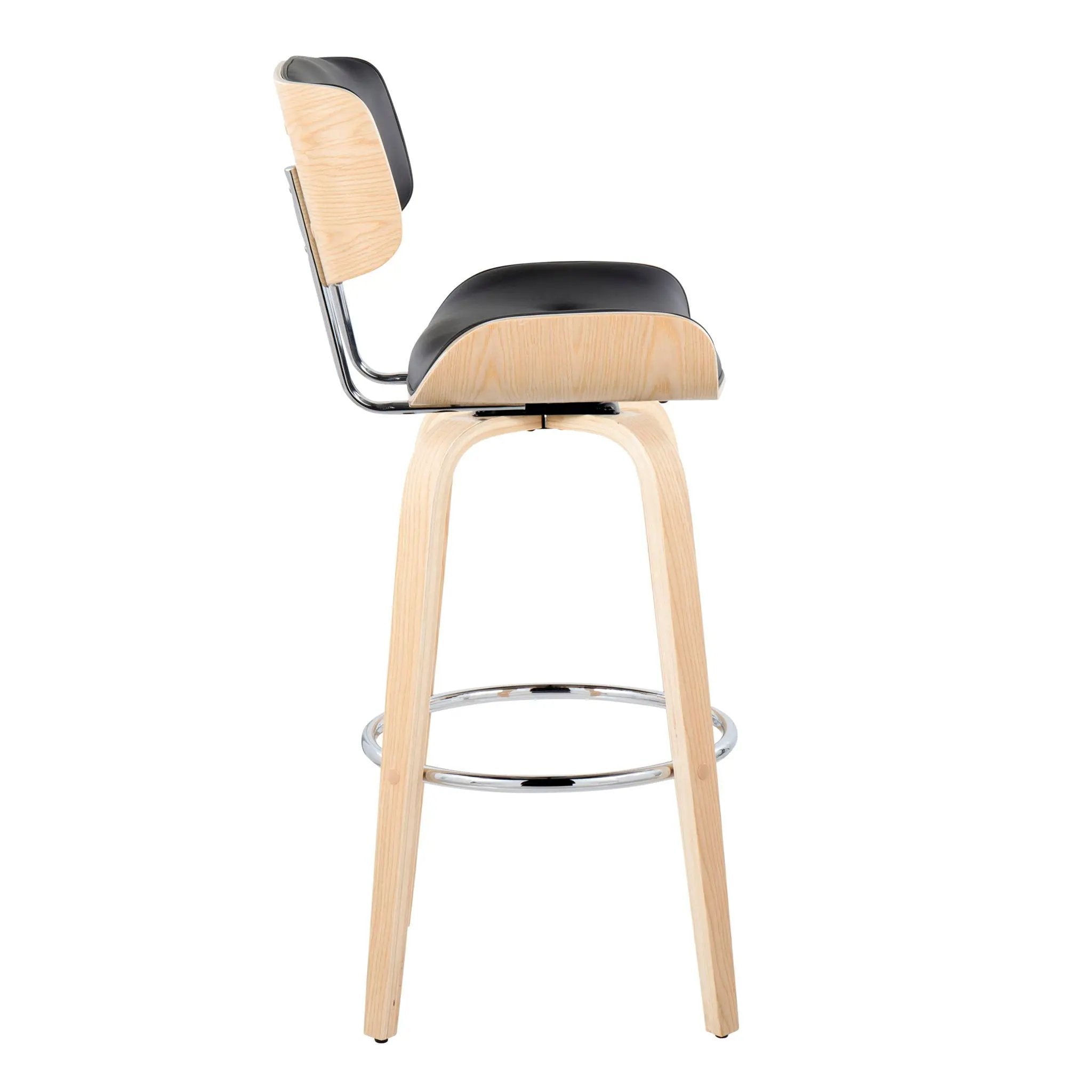 Lombardi - Mid Century Modern Fixed Height Barstool With Swivel With Round Footrest (Set of 2) by Unique Piece Furniture